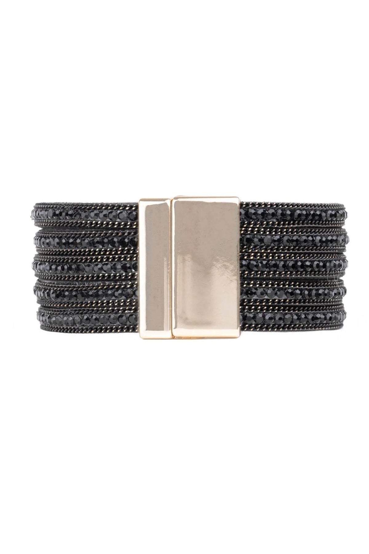 Black Suede Beaded Bracelet - Black