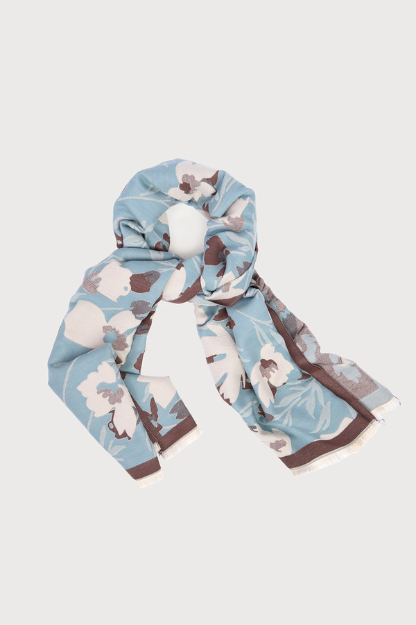 La Floraison Reversible Scarf - Blue