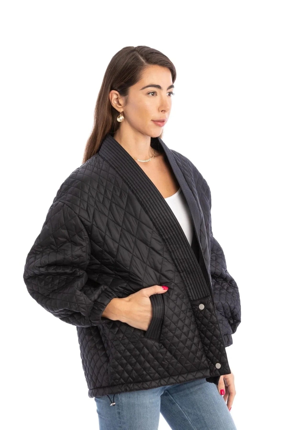 Diamond Quilted Jacket - Black