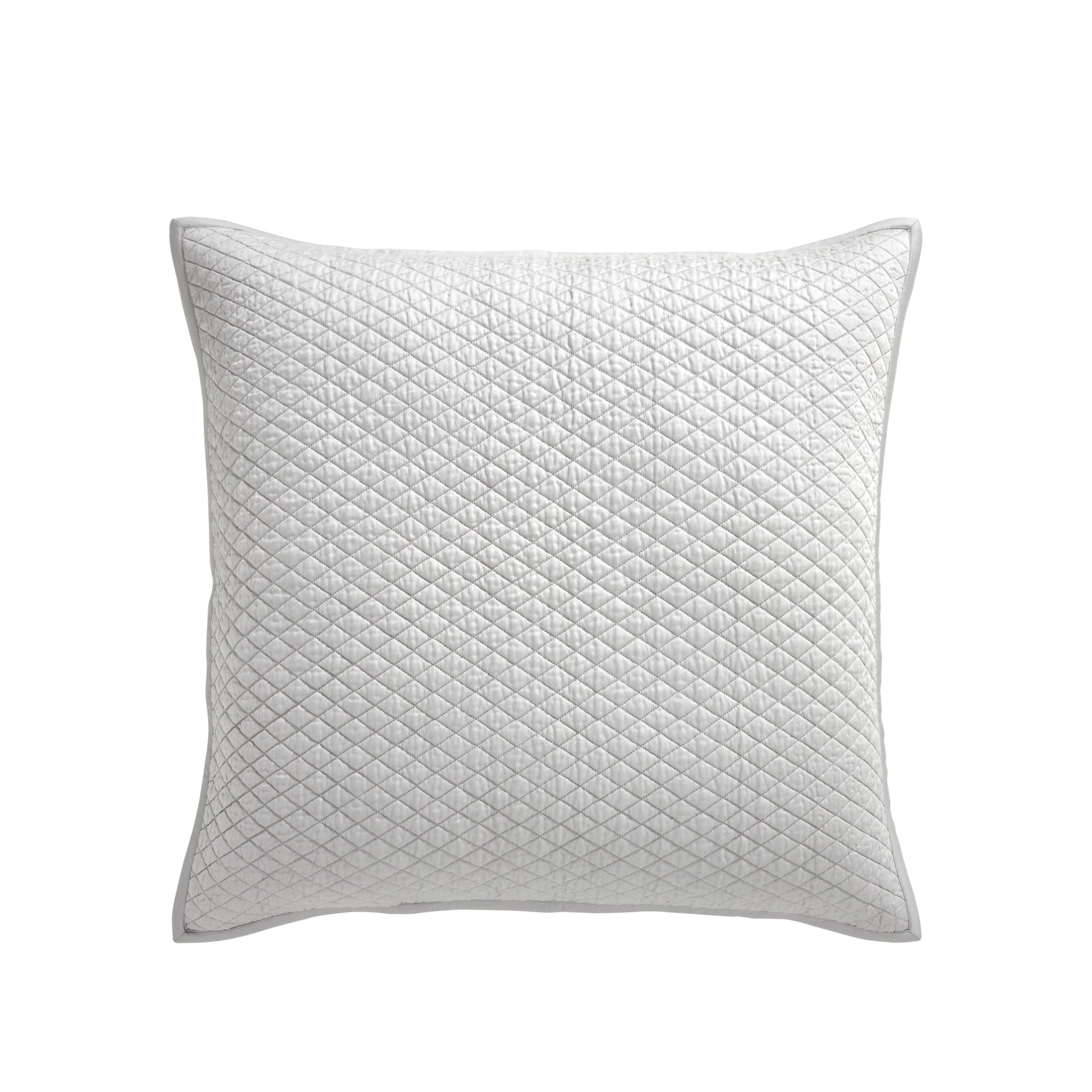 ES-266A-2626_1|Light grey silver quilted coverlet with a subtle diamond pattern, perfect for elegant bedroom decor & layering.