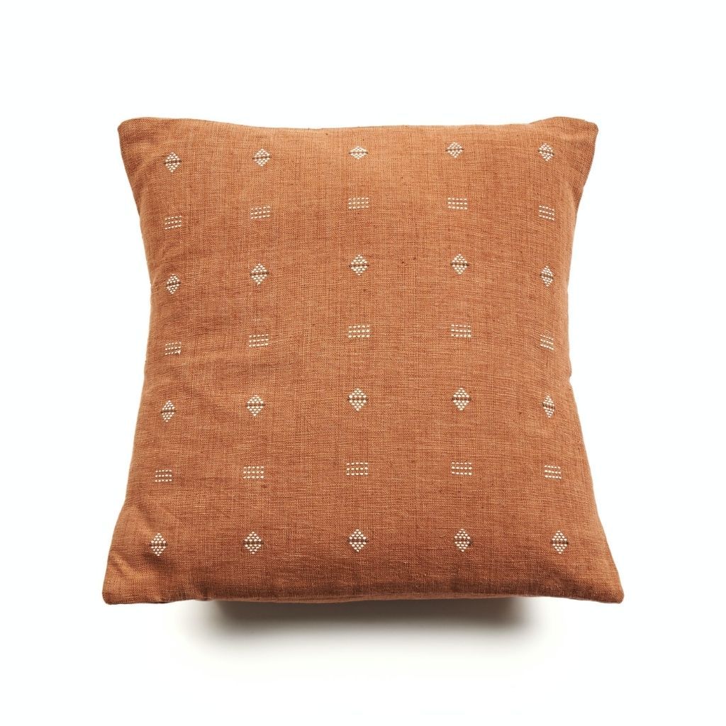 Chokor Nira Ochre Organic Cotton Handloom Pillow - Thumbnail 2