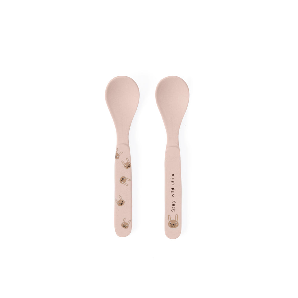 Rabbit Bamboo Spoon Set Rose By Oyoy 1