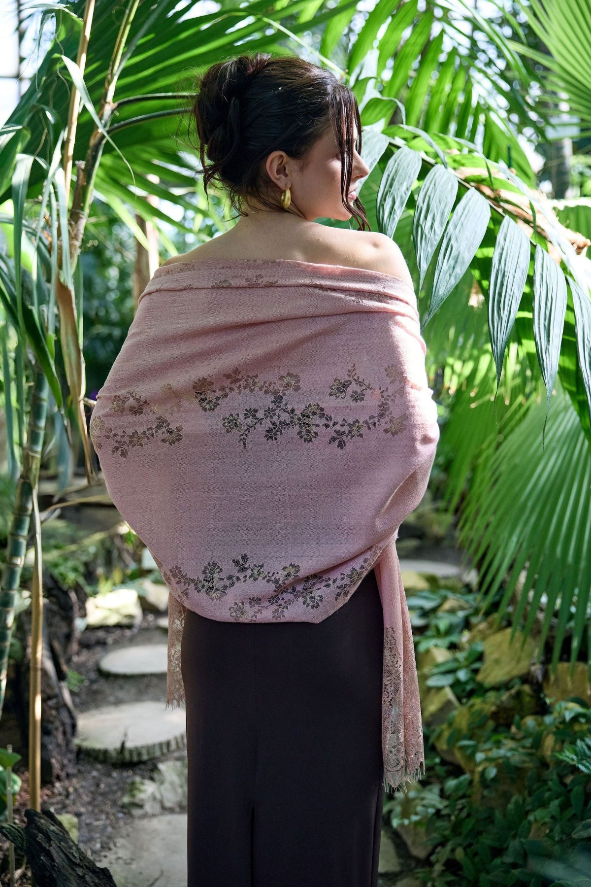 Luminous Lace Shimmer Scarf - Pink