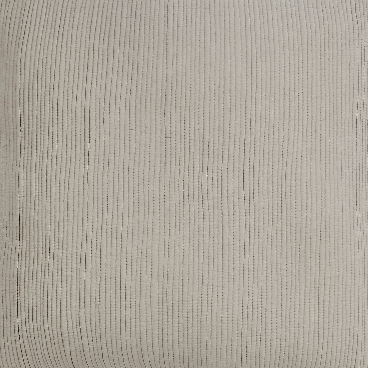 SS-162-2026_3|Close-up of grey quilted coverlet fabric, detailed vertical stitched lines providing elegant texture.