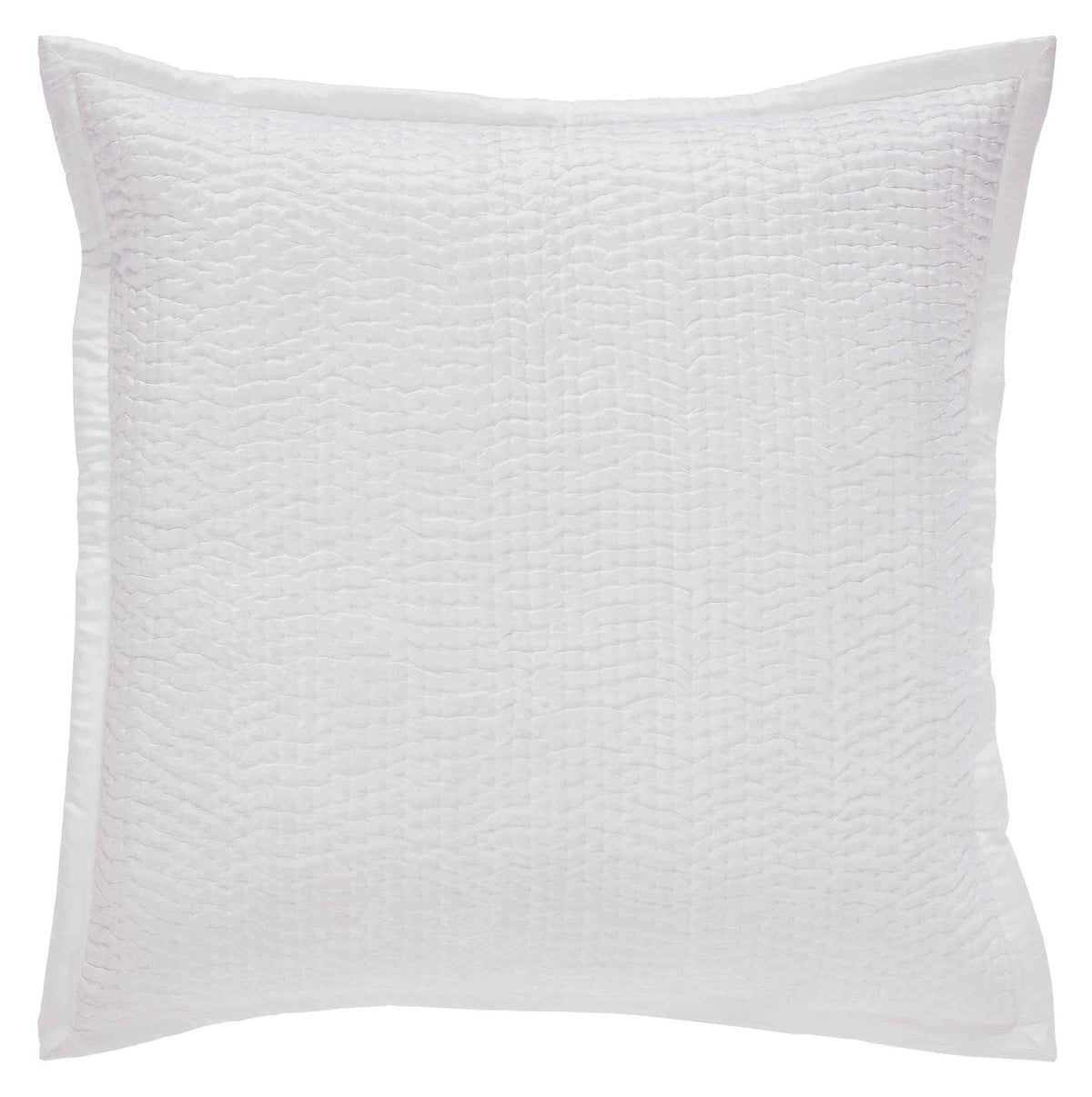 ES-165-2626_1|White quilted coverlet featuring a small, dense grid pattern with vertical stitching. Soft woven texture, finished with a plain flange border.