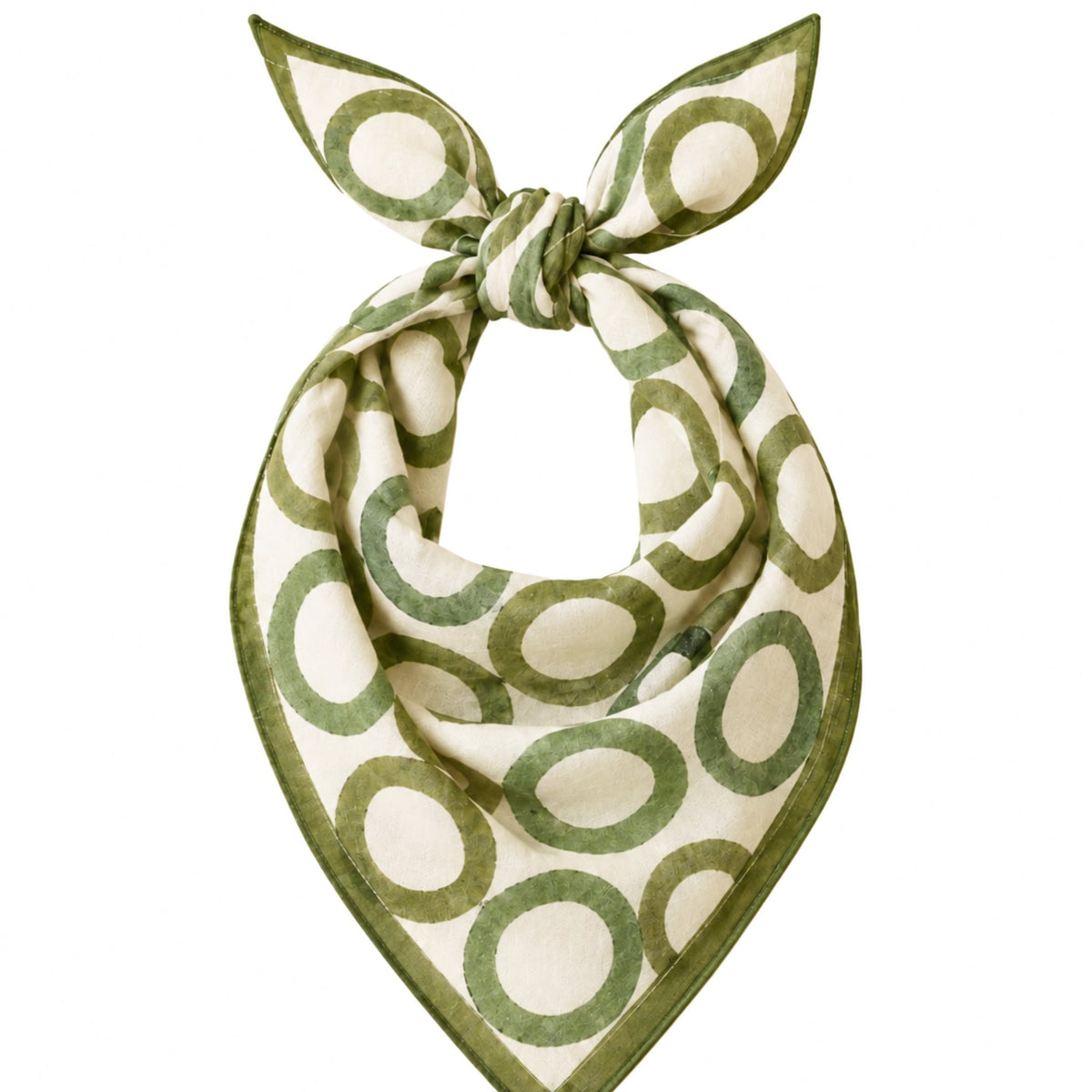 Basera & Baadal Cotton Scarf & Pouch Set – Olive Green Circles