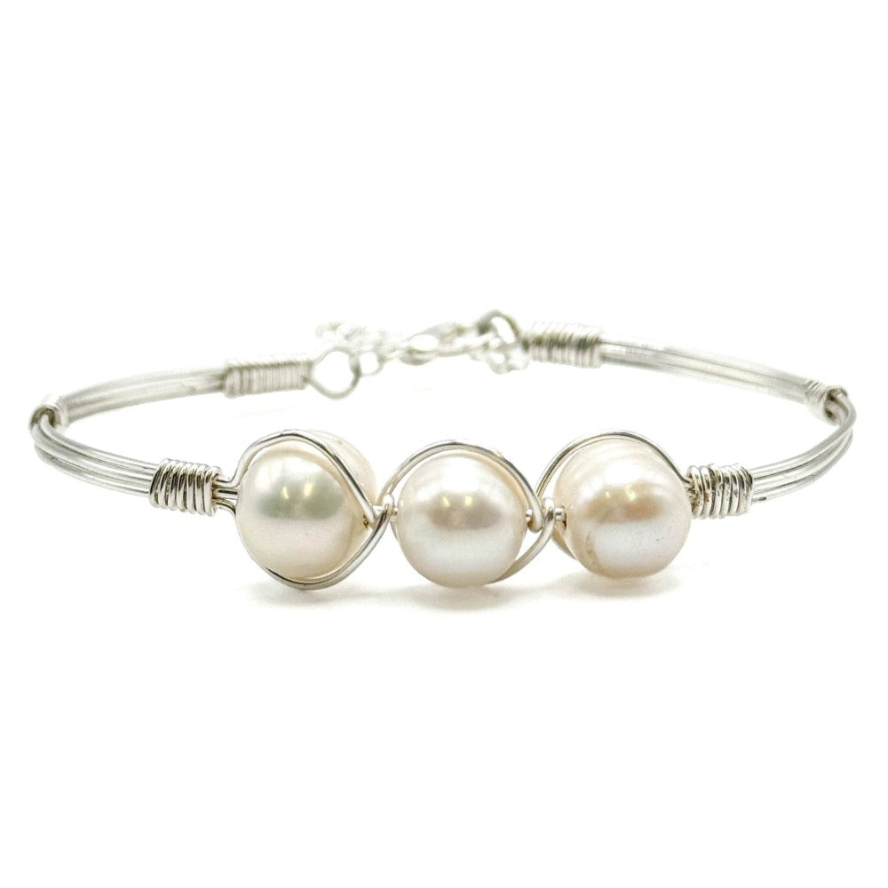 Pearl gold silver bangle bracelets