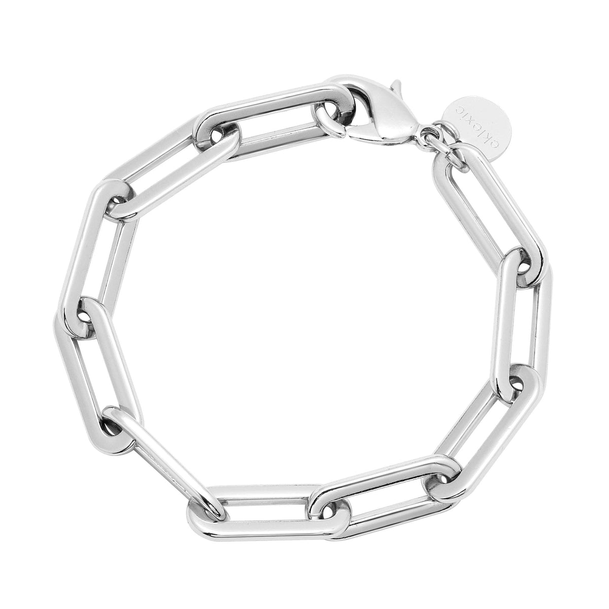 Silver-toned rectangular link bracelet for Men s Large Link Chain Bracelet style