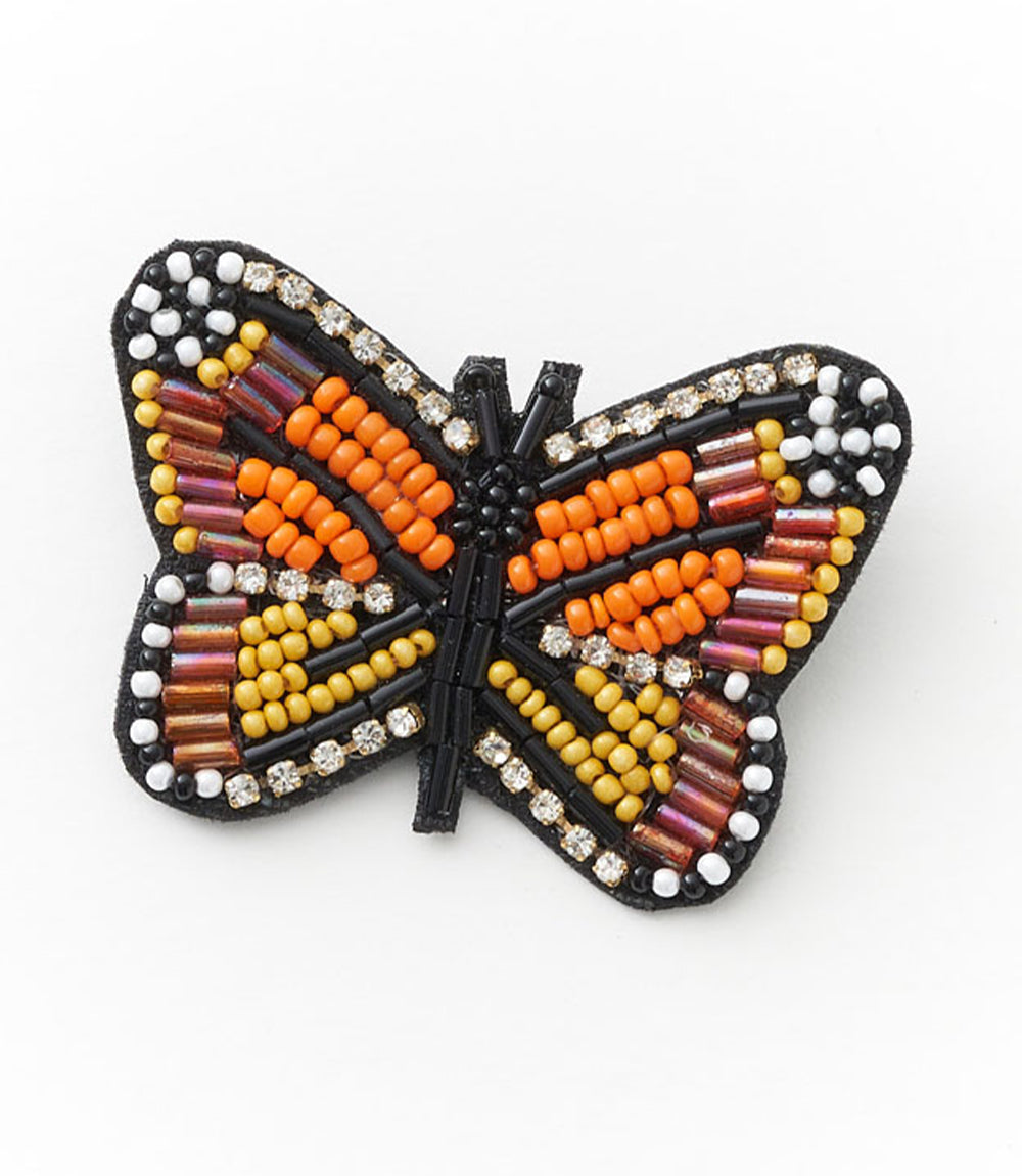 Bala Mani Beaded Butterfly Brooch Pin - Handmade