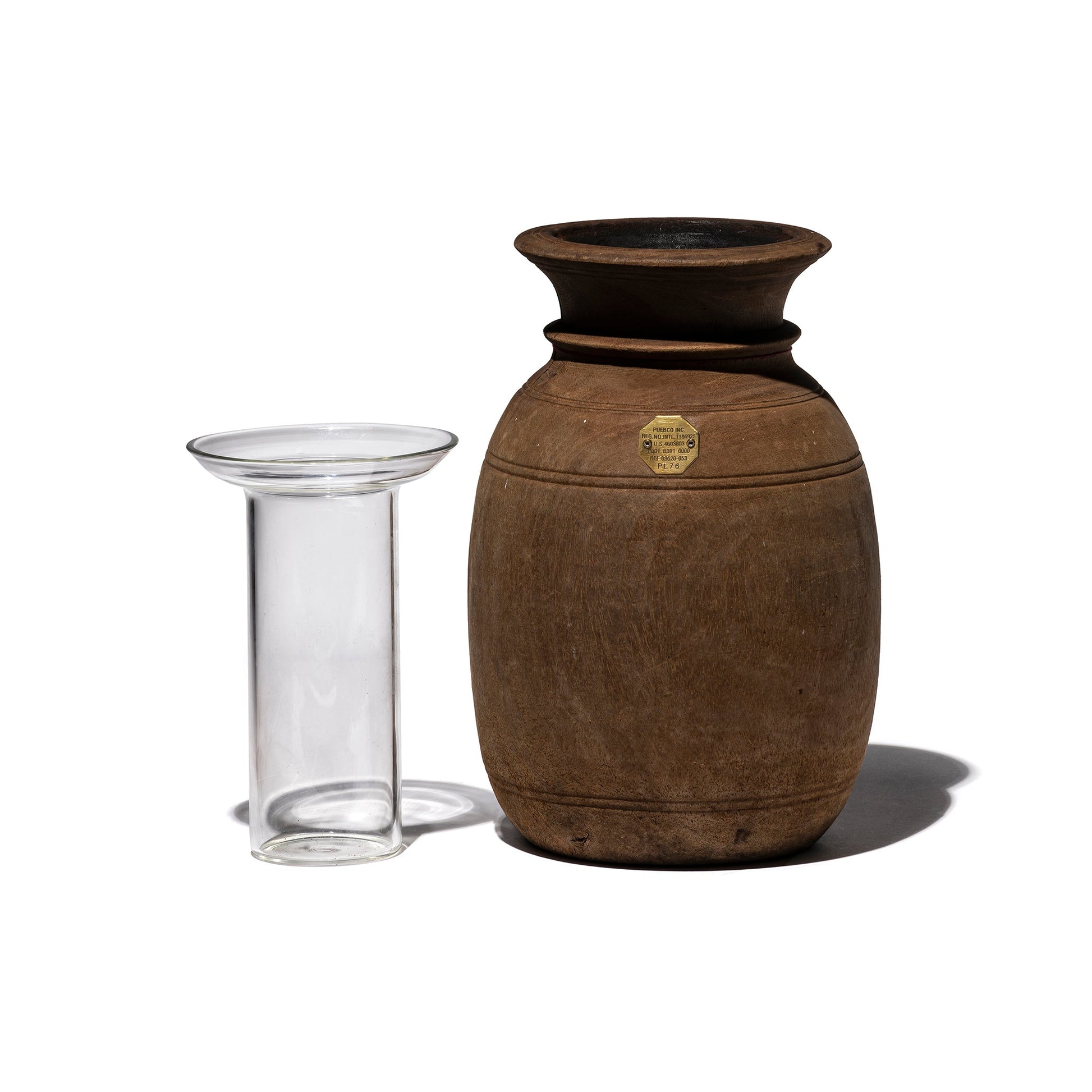 Vintage Wooden Pot W Glass Cylinder 5