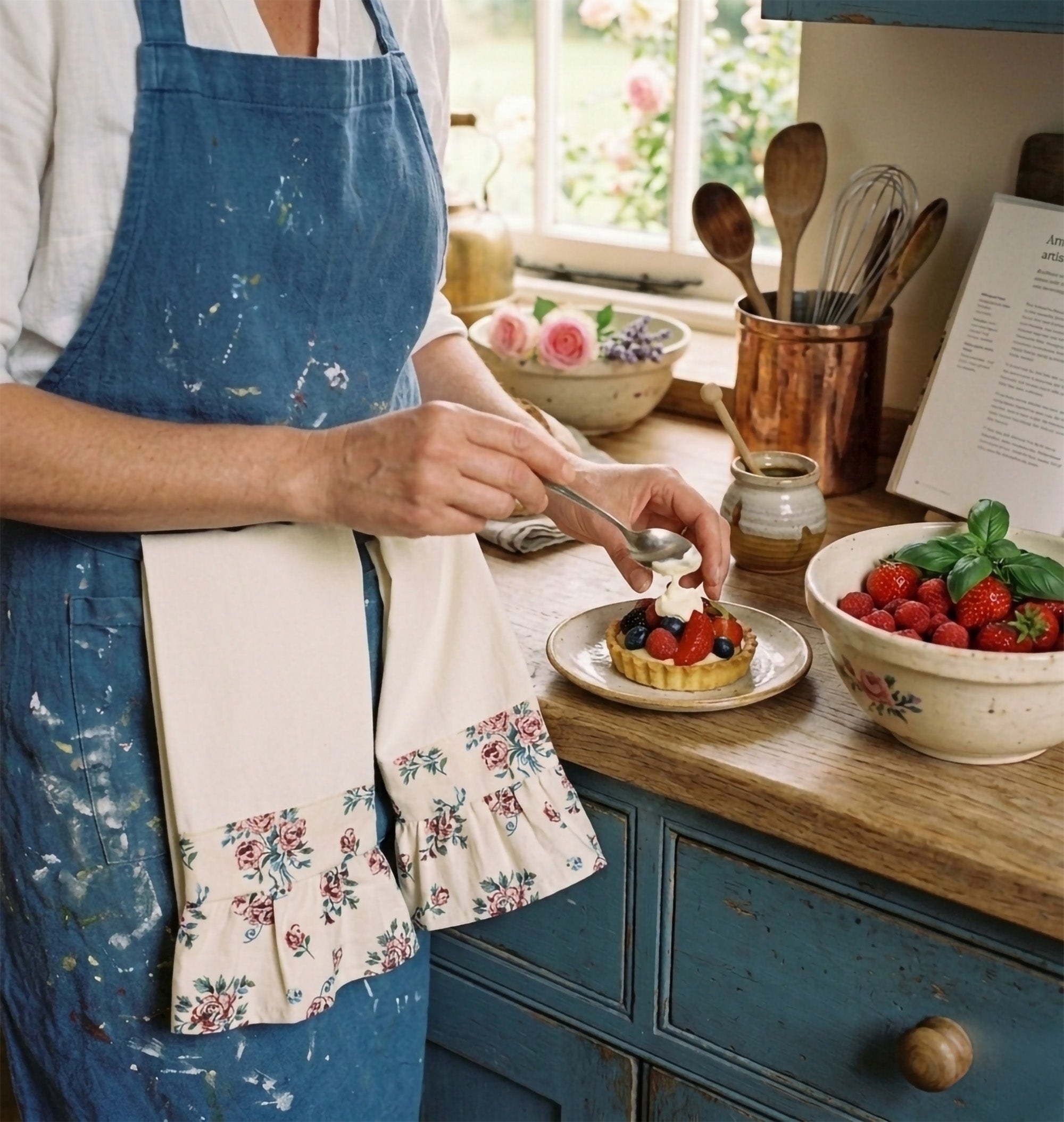 Rose Garden Ruffled Kitchen Towels (Set of 2)