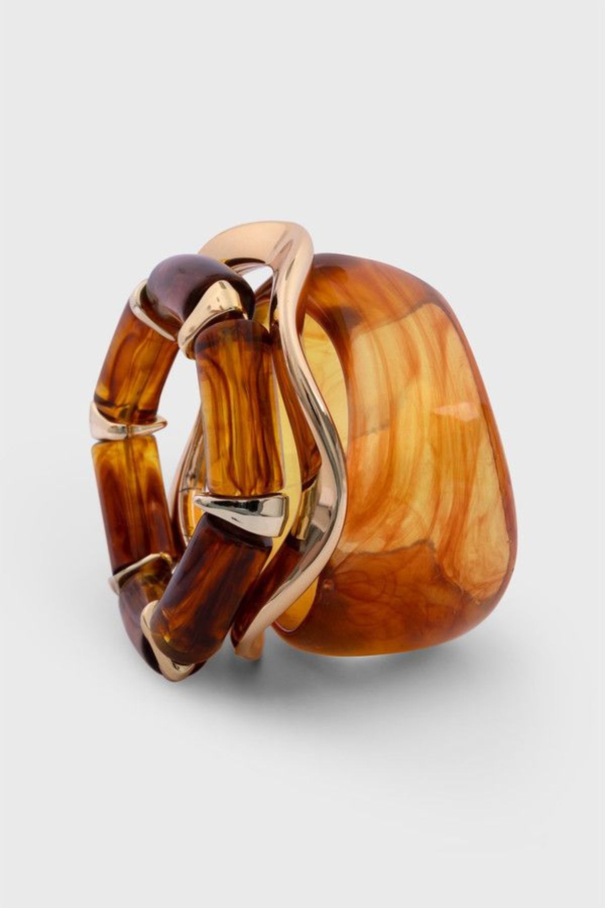 Amber Resin Three-Piece Bracelet Set - BROWN