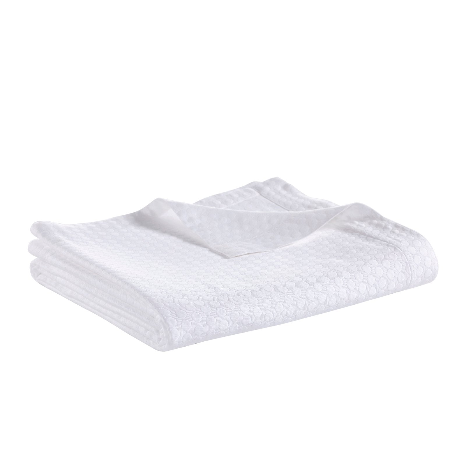 CL-174-11096_2|Folded white coverlet with a unique textured bubble pattern. Stylish and comfortable bedding for any home.
