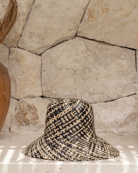 Ombre Woven Bucket Hat handmade by Village Thrive using natural materials.