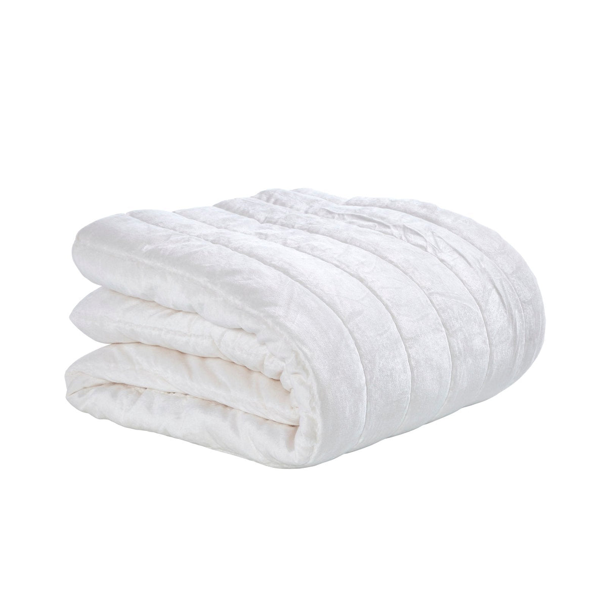 QT-337-11096_4|Beautifully folded white quilted quilt, offering plush comfort and elegant style for any cozy bedroom retreat.