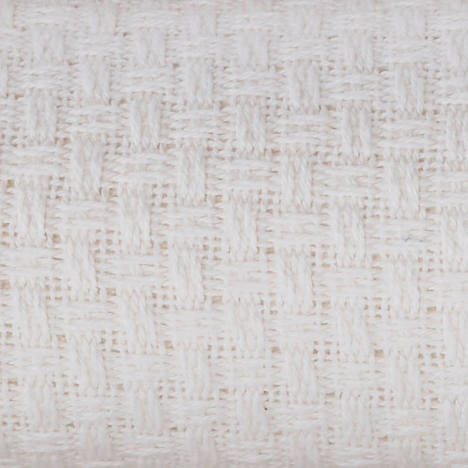 BL-856-9496_4|Close-up view of a soft, textured white basket weave blanket, highlighting its unique pattern and comfortable feel.