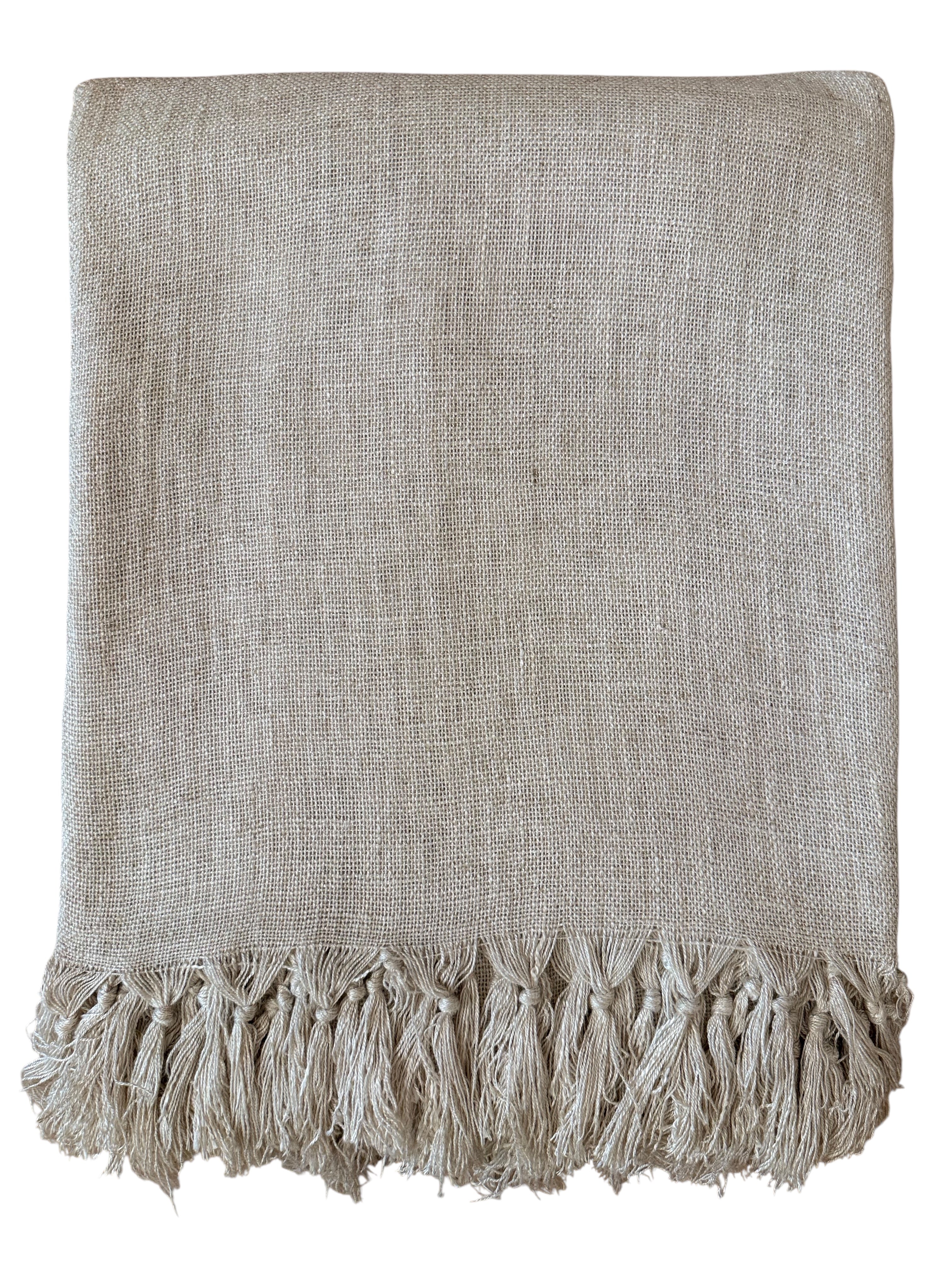 Extra Large Natural Linen Blanket