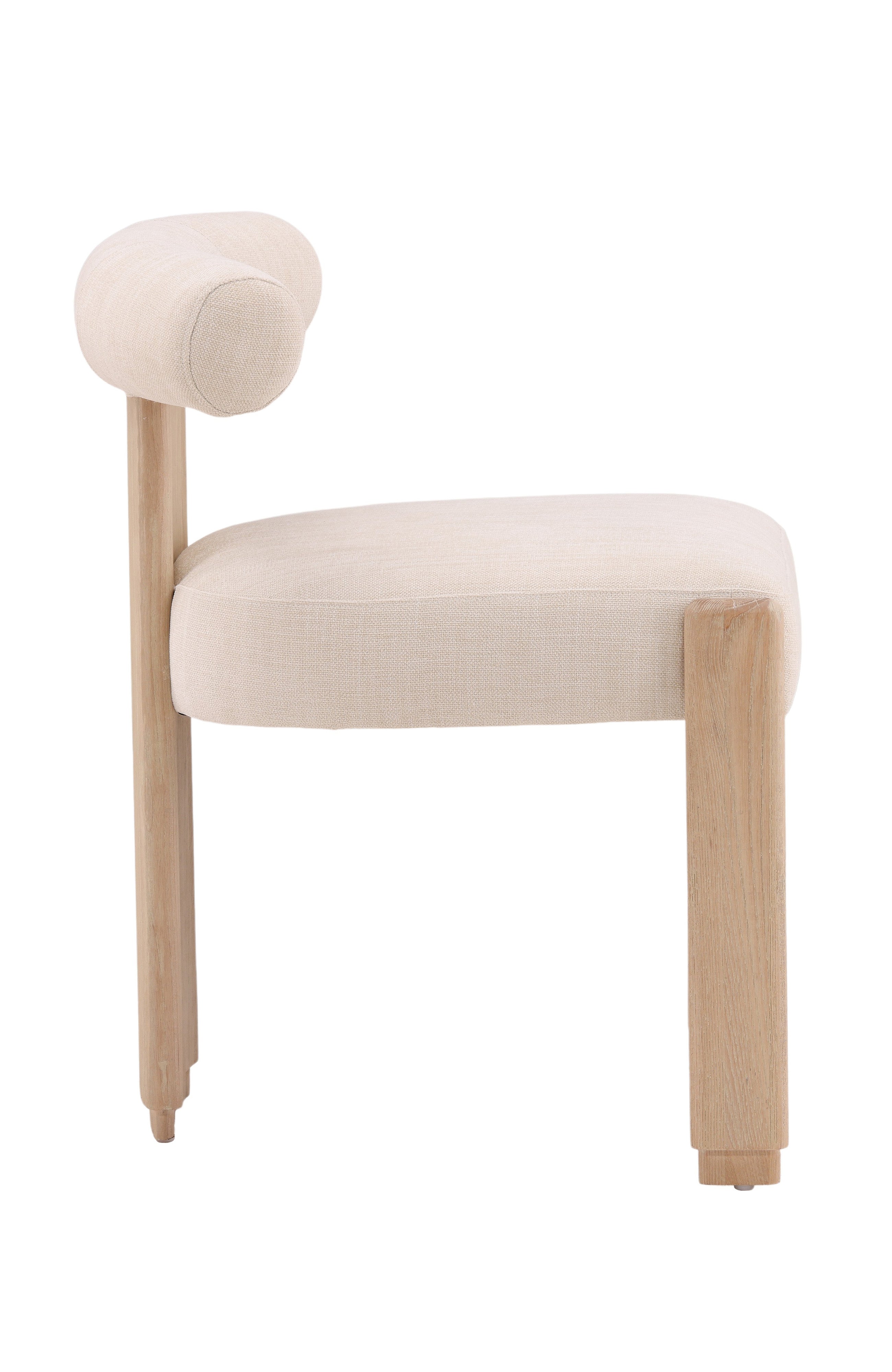 Giselle Basketweave Upholstered Dining Chair with Wood Frame