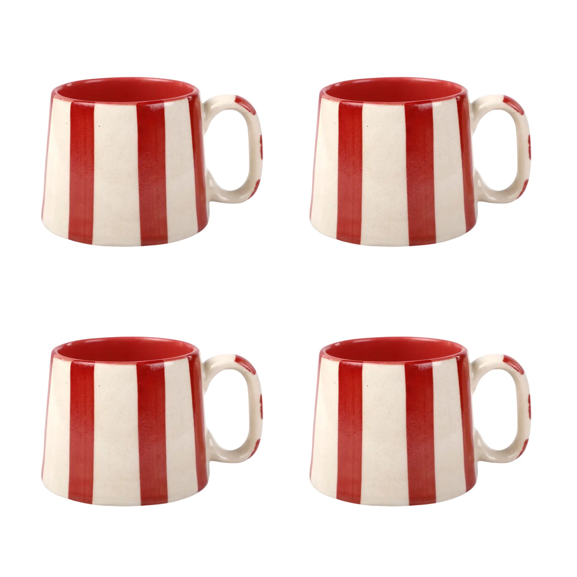 Ceramic Red Stripe  Coffee cup - 3.5 x 2.5 Inches ( Set of 4 )