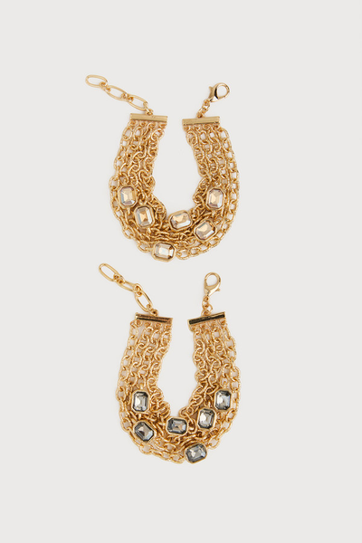 Crystal Cascade Chain Bracelet - Gold