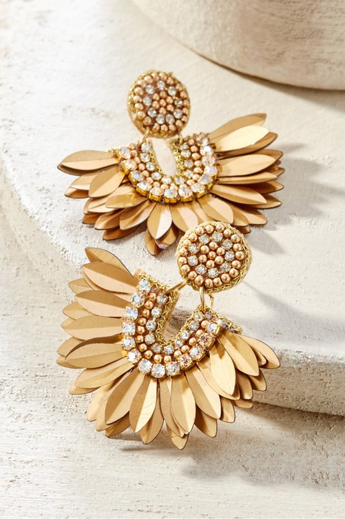 Beaded Wing Earrings - Gold