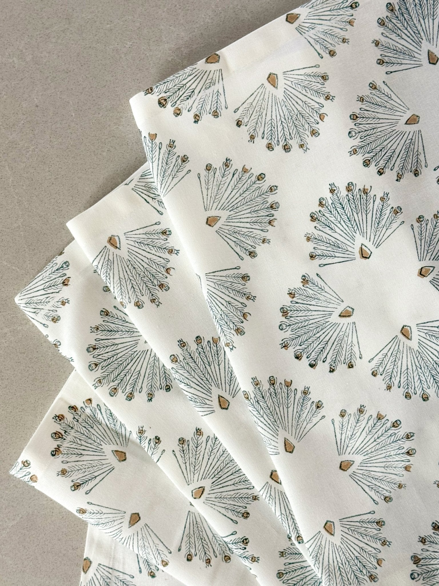 Table Runner (Ivory) - Peacock Paradise - Midnight - The Mended Company