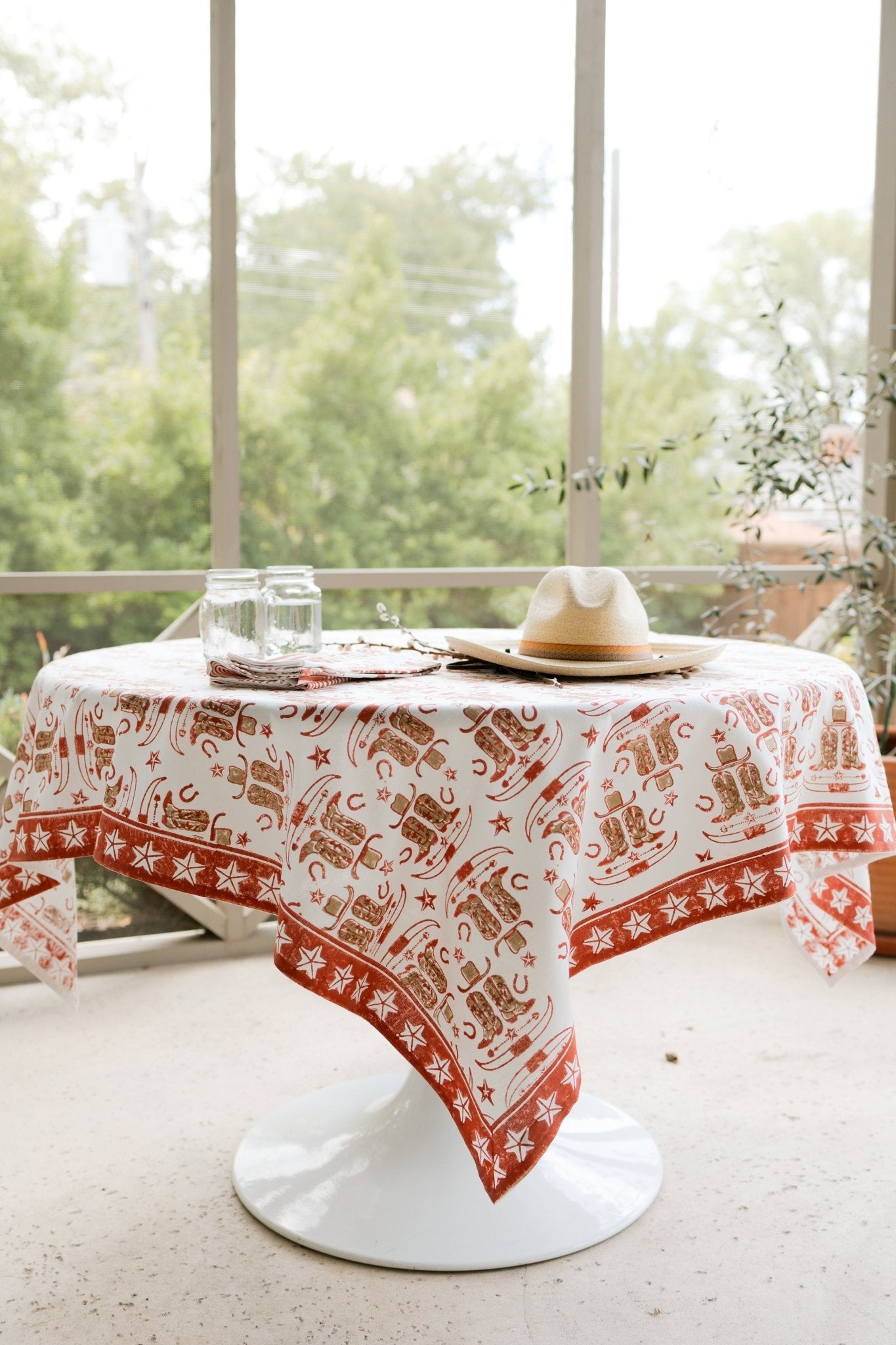 Table Throw (Ivory) - Cowgirl, Terracotta - The Mended Company