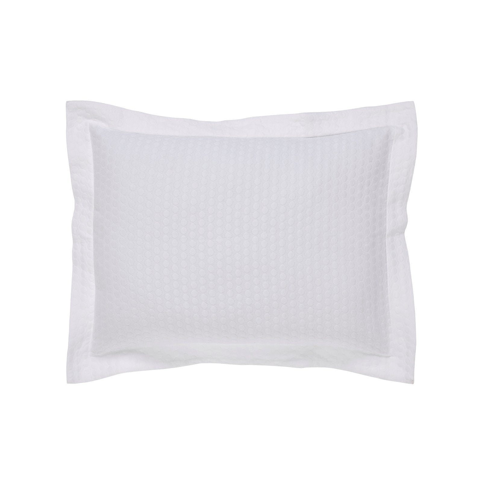 SS-174-2026_1|White quilted coverlet sham with textured circular pattern, plush, cozy, decorative bedding accent for modern bedroom.