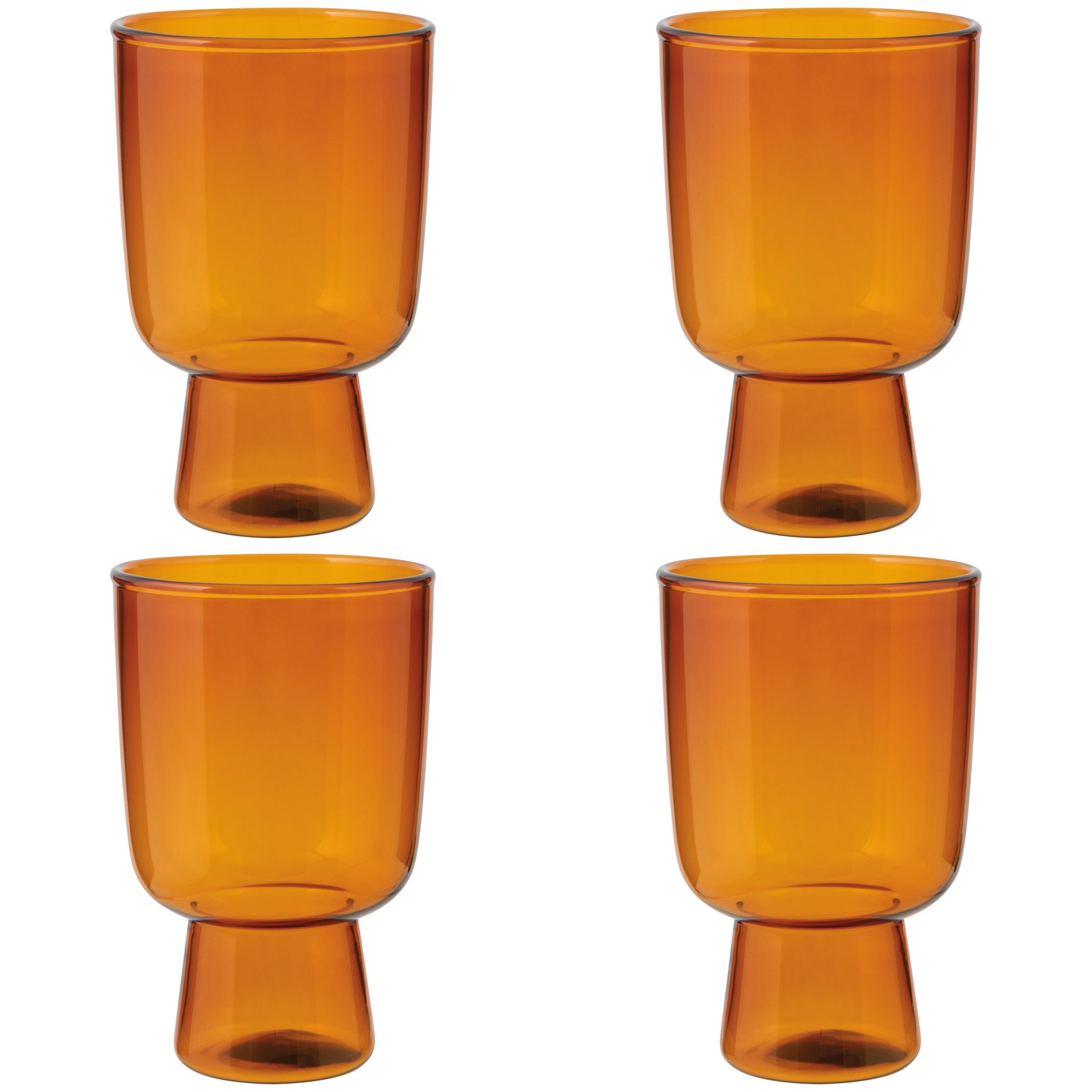 Set of 4 Tumbler 11oz Pedestal Amber