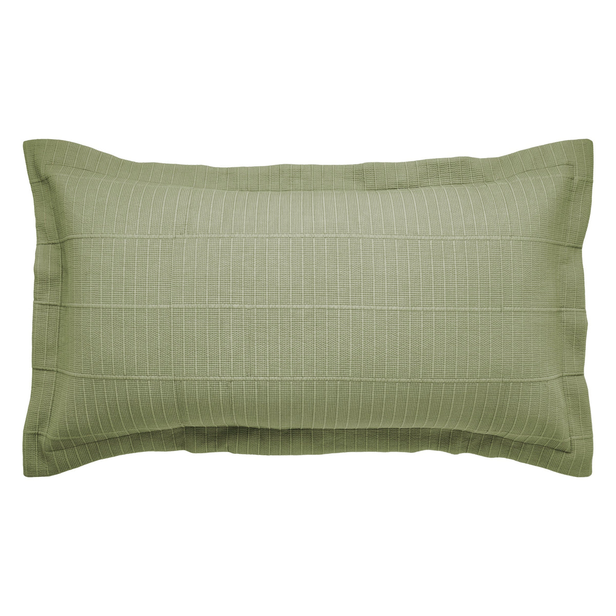 KS-270-2036_1|Stylish olive green textured coverlet pillow sham, featuring a distinctive ribbed pattern, perfect for adding an earthy touch.
