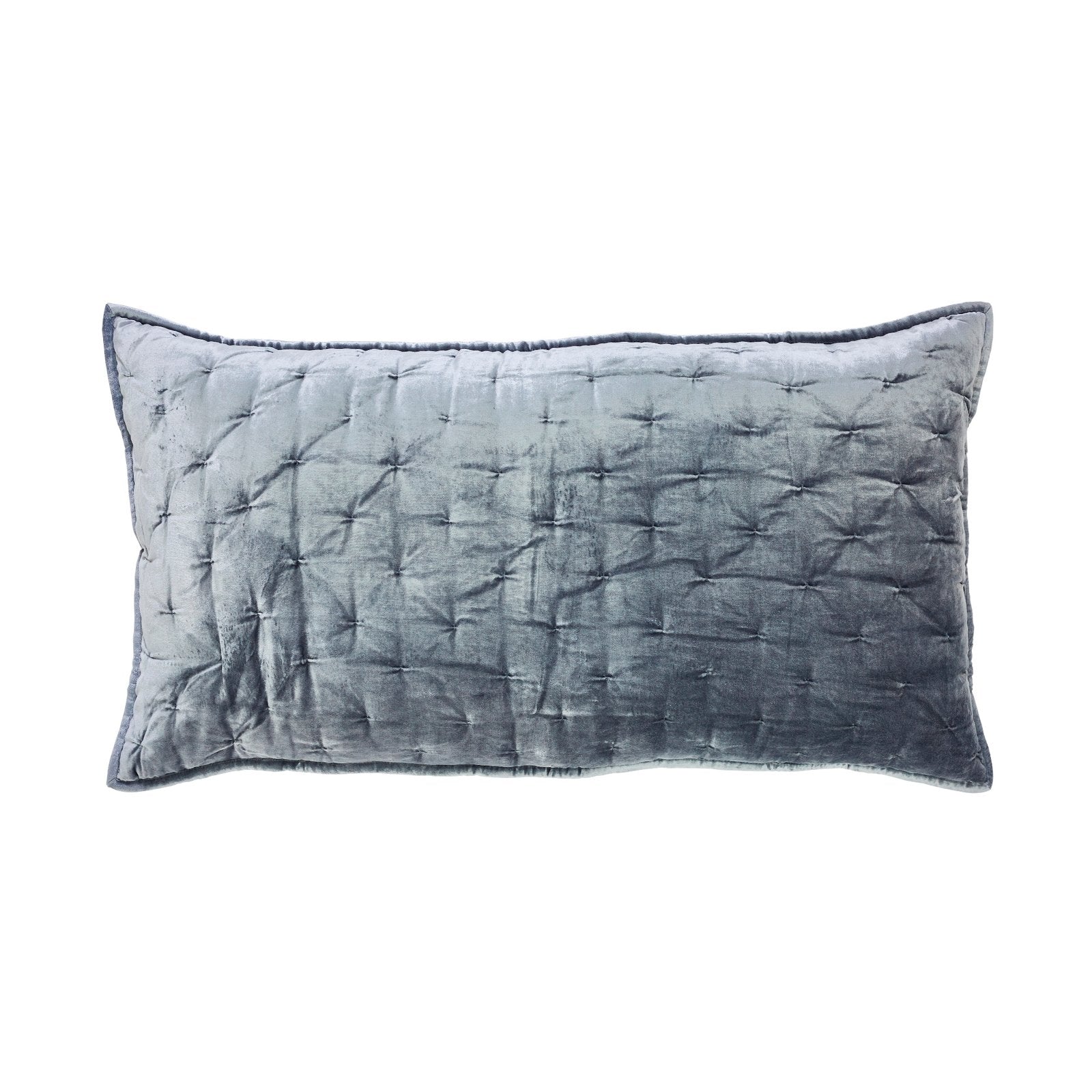 KS-336-2036_1|Luxurious dusty blue velvet quilted quilt with diamond stitching, providing a soft, opulent texture for elegant bedrooms.