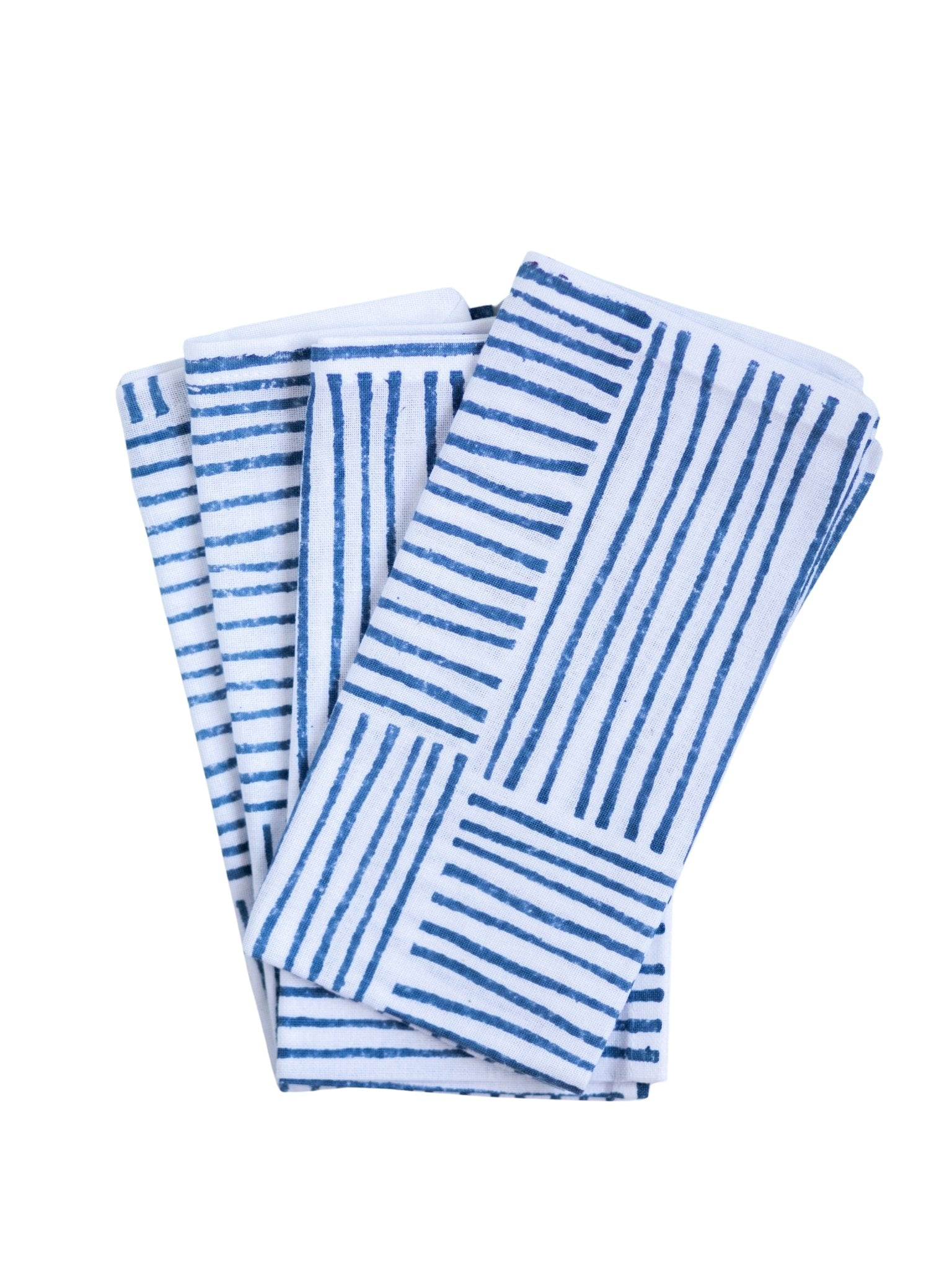 Organic Napkins (set of 4) - Striped, Navy - The Mended Company