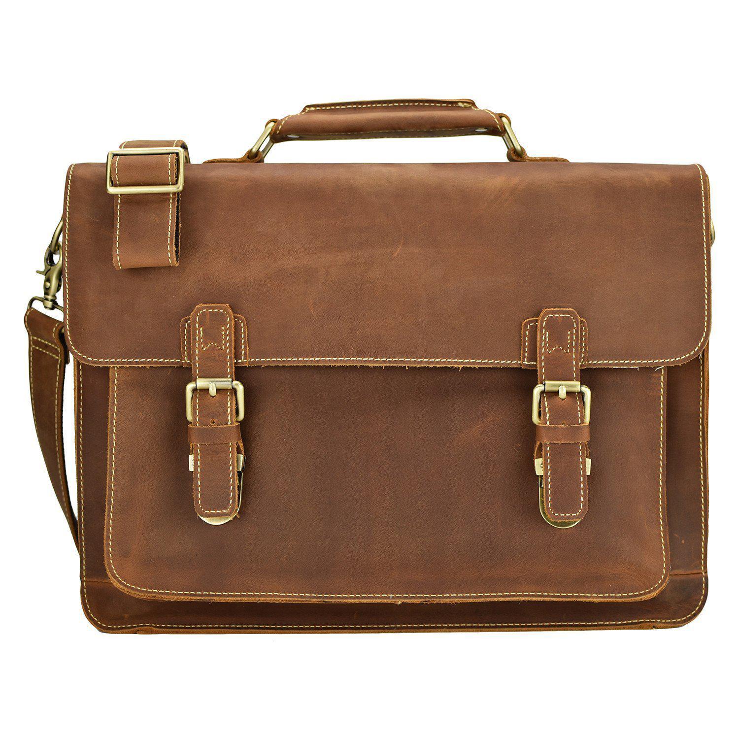 WANDERLUST Large Vintage Satchel ~ British Tan ~-Luggage-Prince of Scots-Prince of Scots