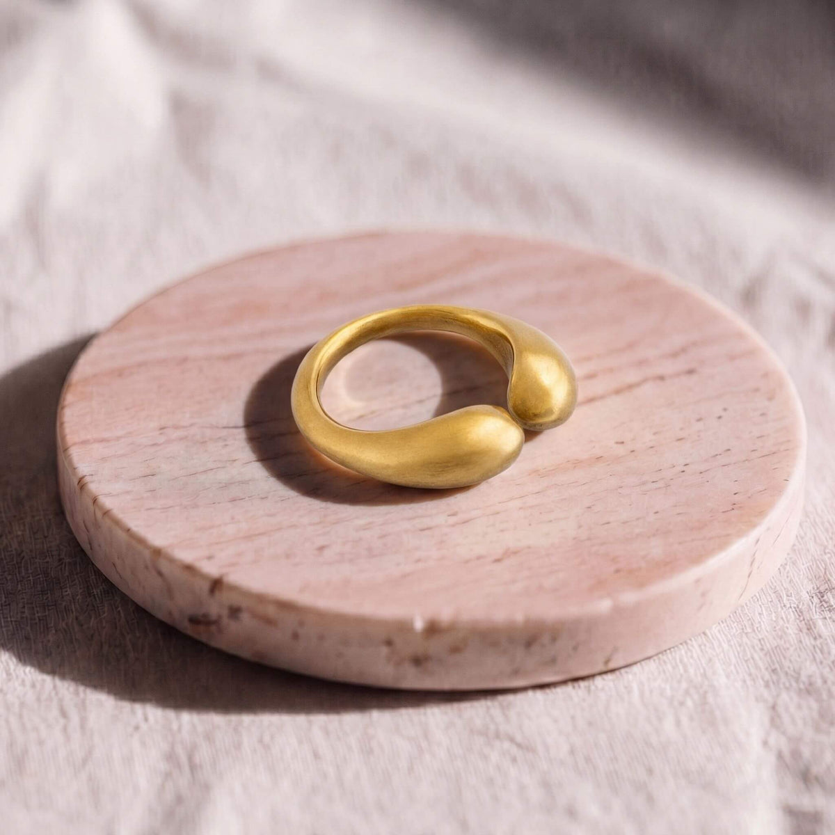 Teardrop Petal Brass Open Ring for Women | Asali - EcoDunia