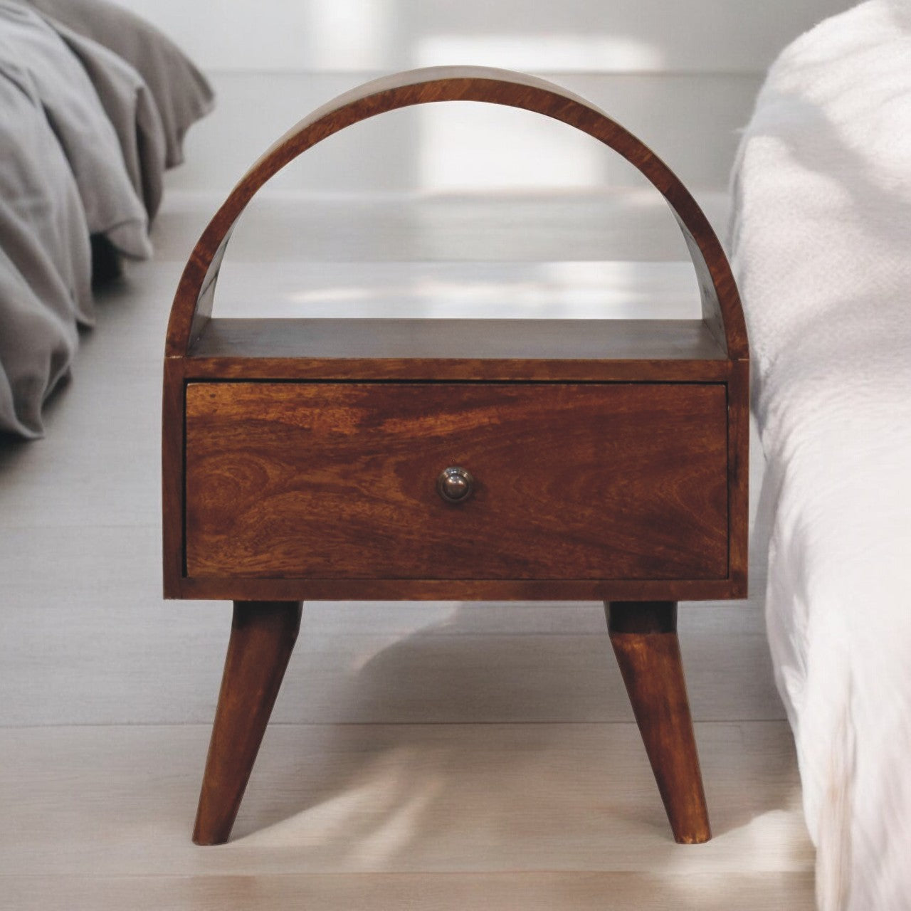 Solid Wood Chestnut Dome Bedside Table