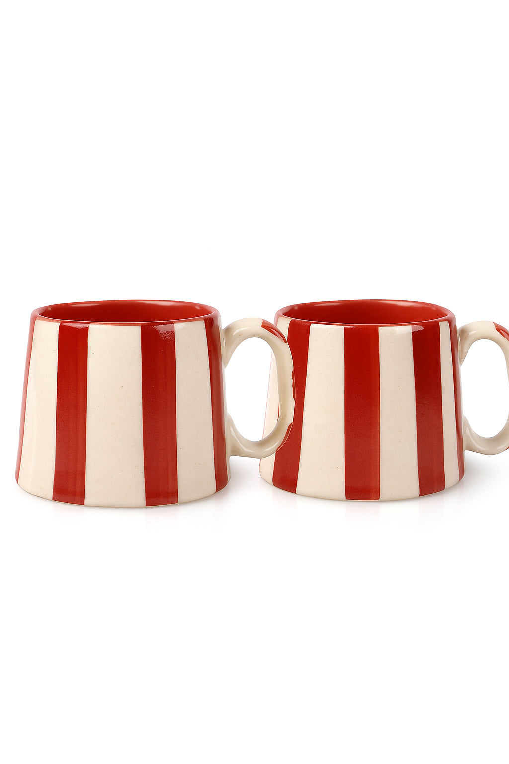 Ceramic Red Stripe  Coffee cup - 3.5 x 2.5 Inches ( Set of 2 )