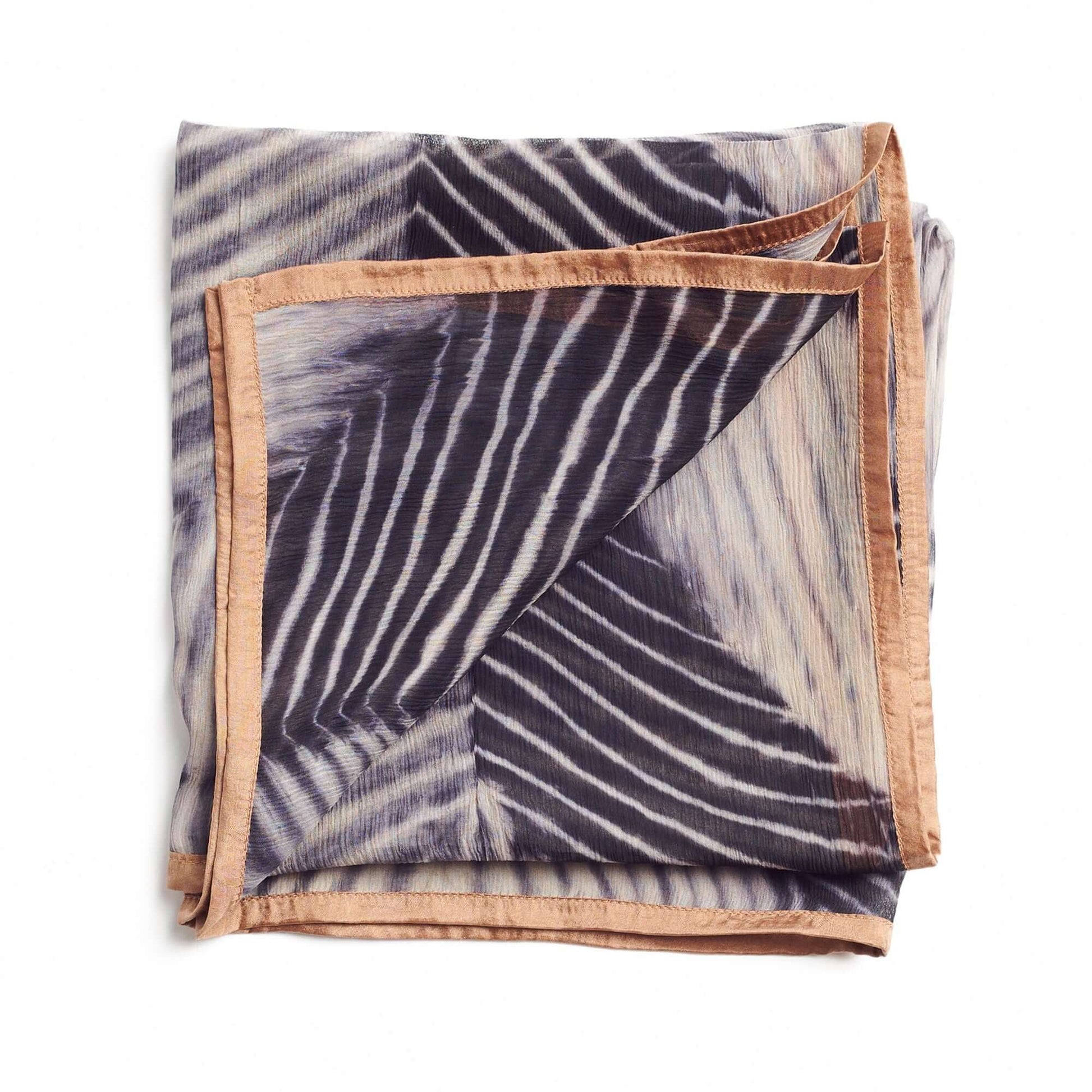 Samu Black Hand Crafted Shibori Print Silk Chiffon Square Scarf showcasing elegant patterns and soft texture.