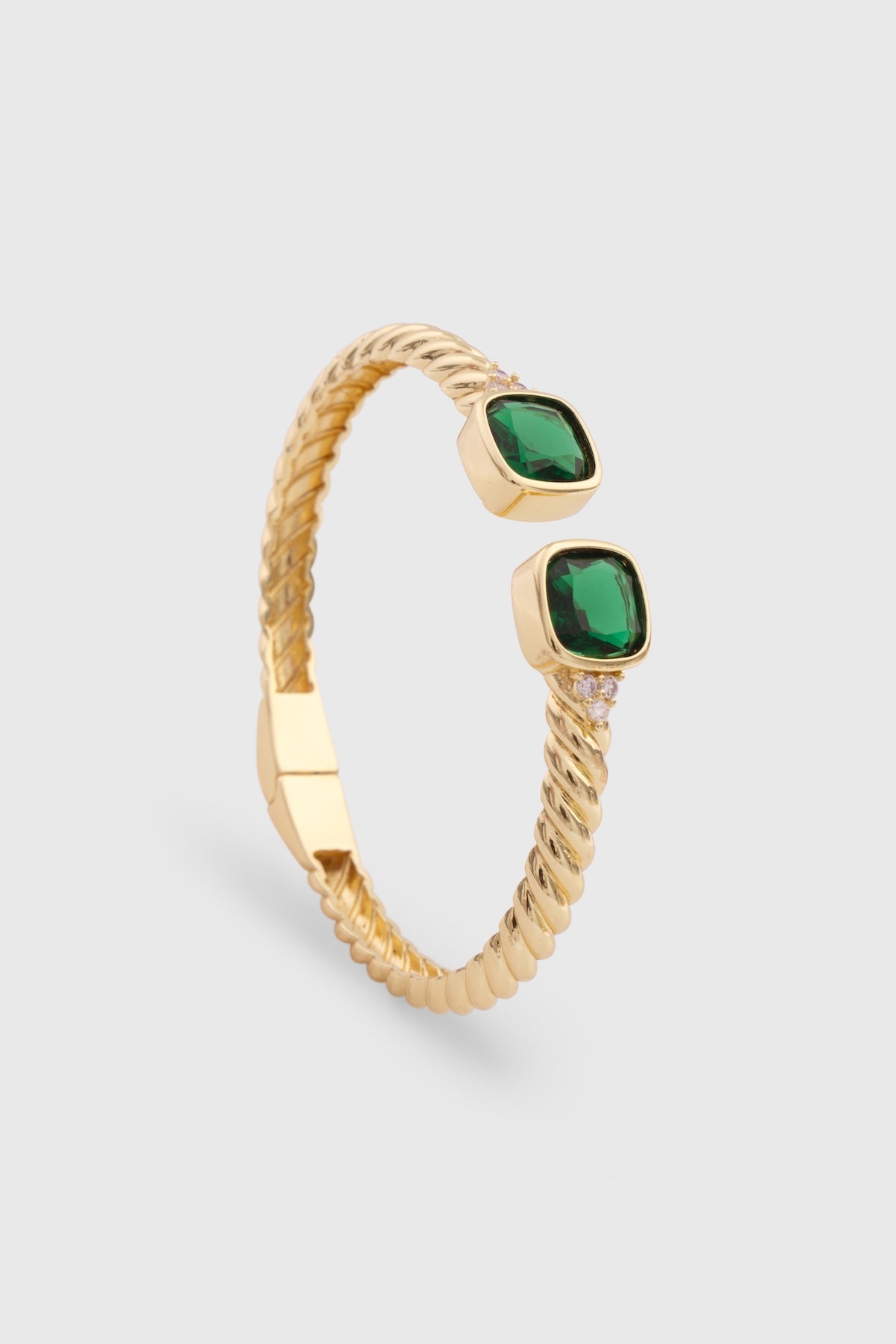 Gemstone Bangle Metal Bracelet - Green
