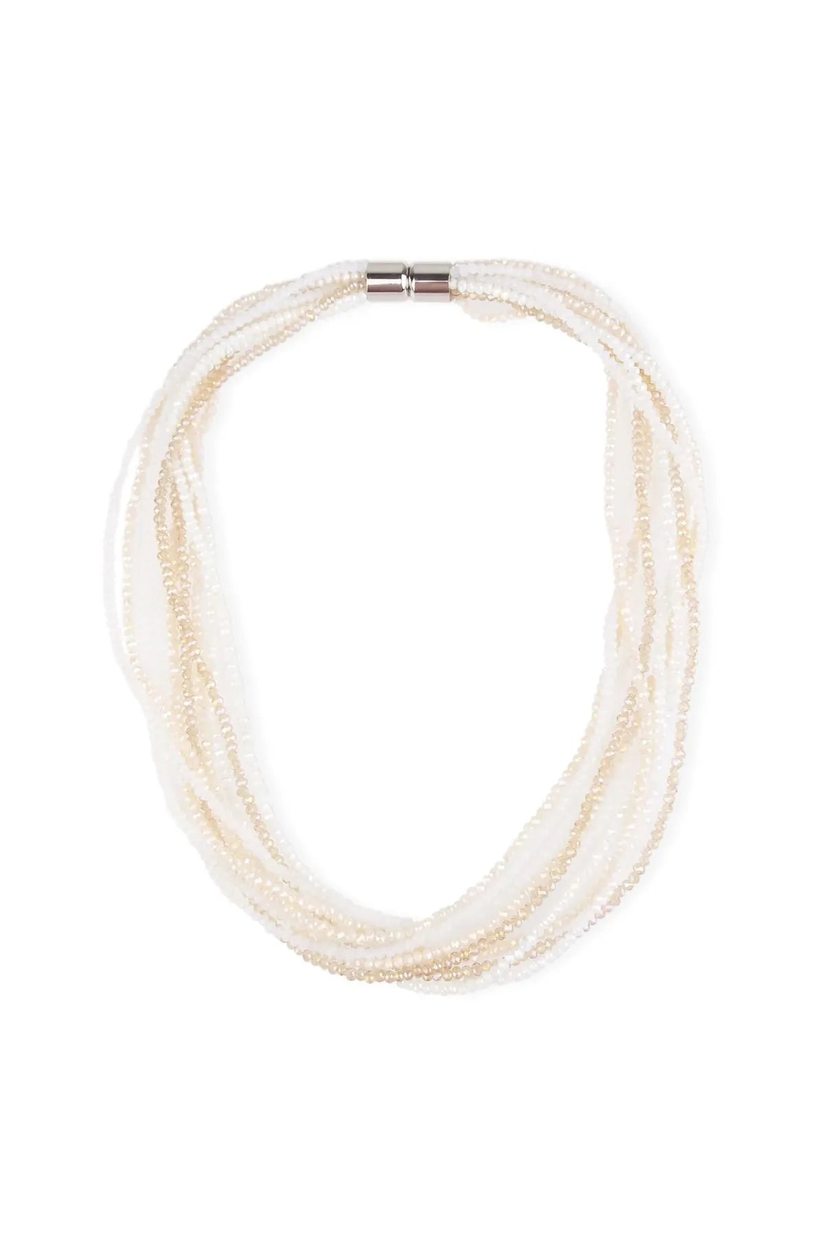 Multi Strand Ombre Crystal Necklace - White