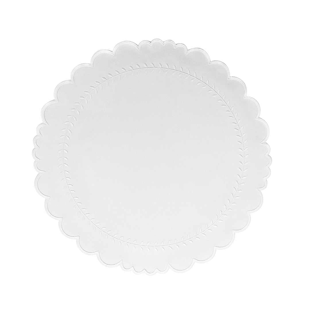 Arrow impermeable placemat with geometric border design in white by Talah Home