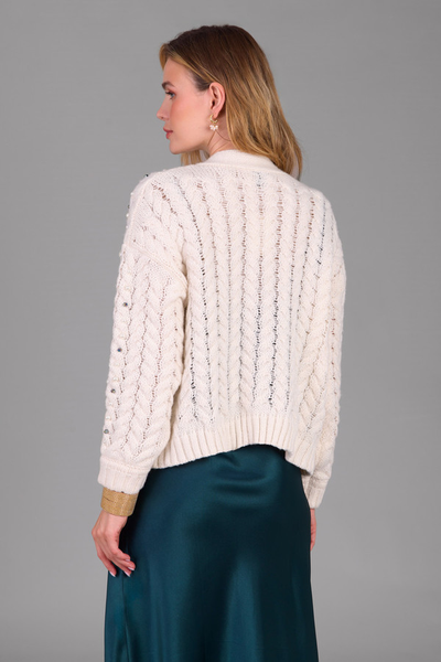 Holiday Cardigan Pearl Knit - Ivory