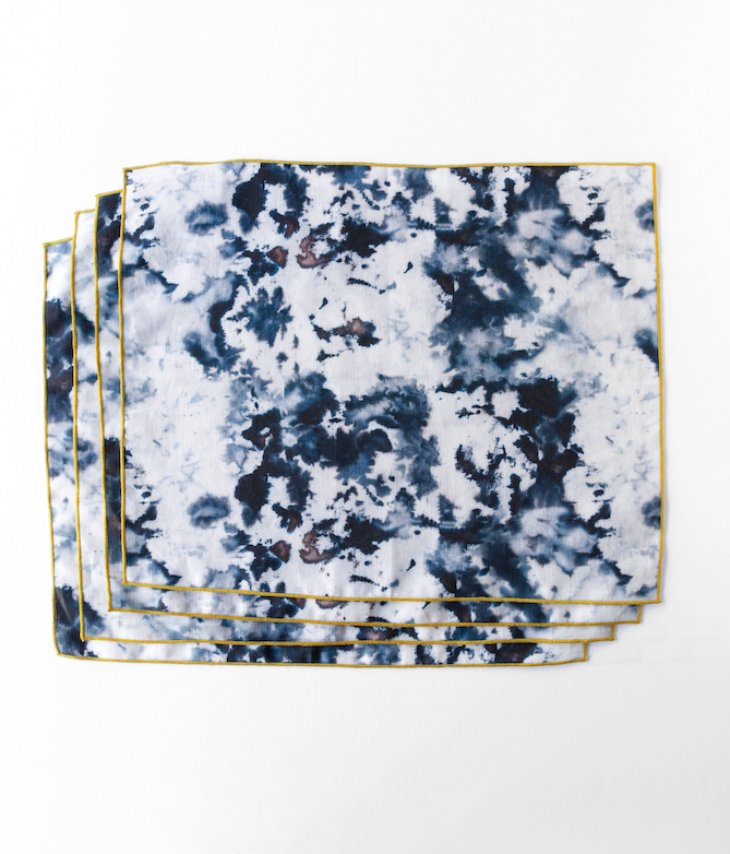 Grey Marble linen placemat set of 4 styled on elegant dining table - Goldie Home