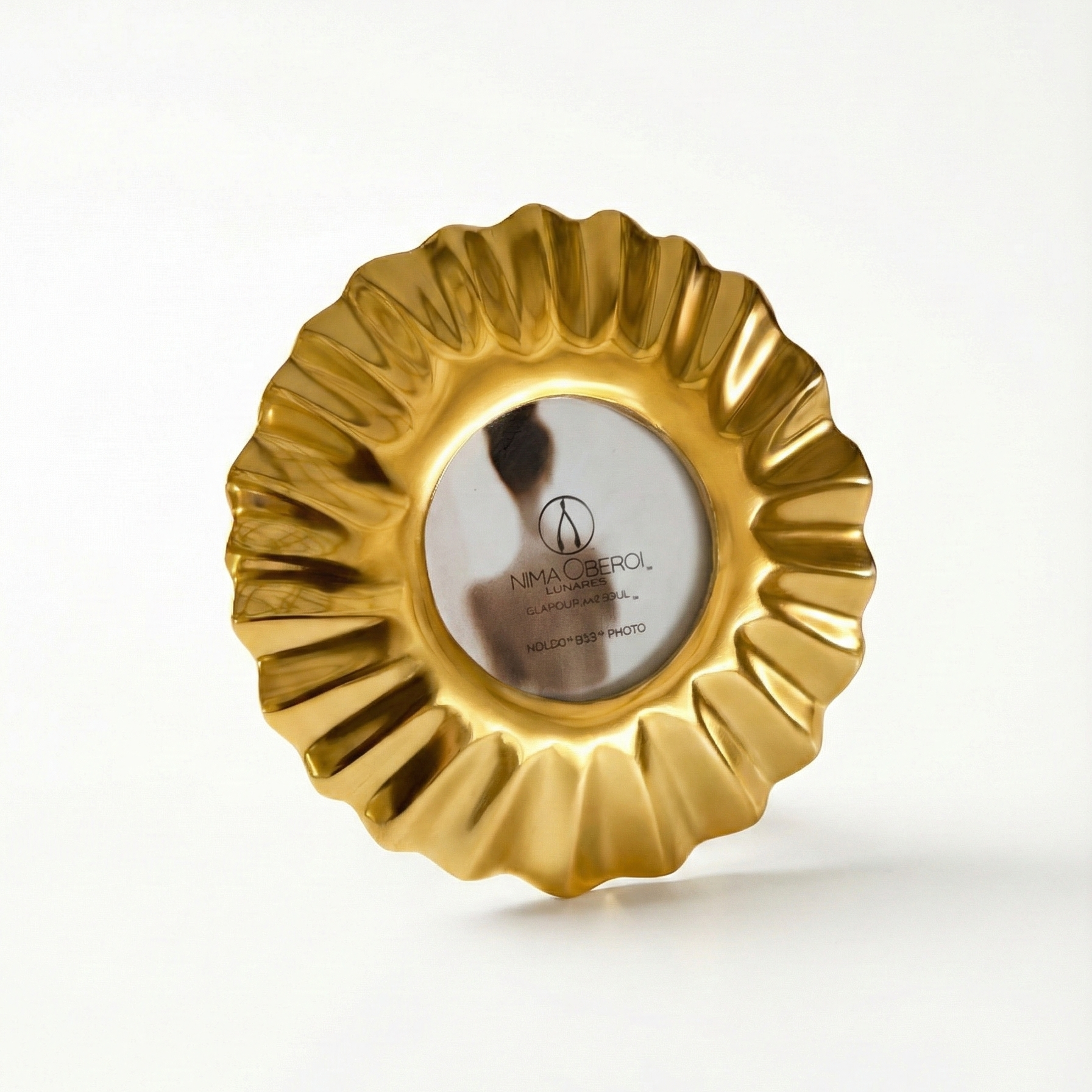Gold decorative Frame with a scalloped edge on a white background