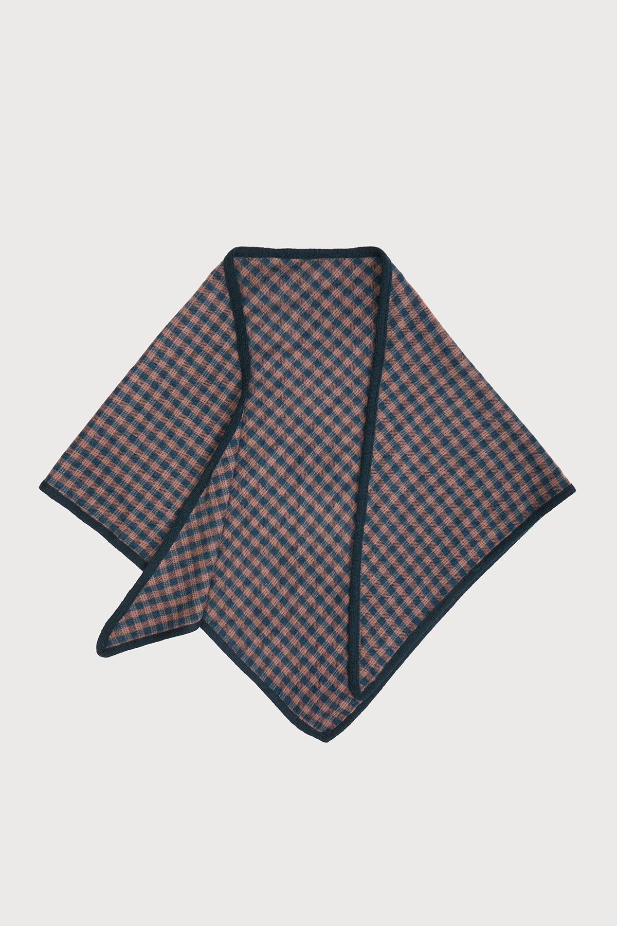 Plaid Wool Triangle Scarf - Black