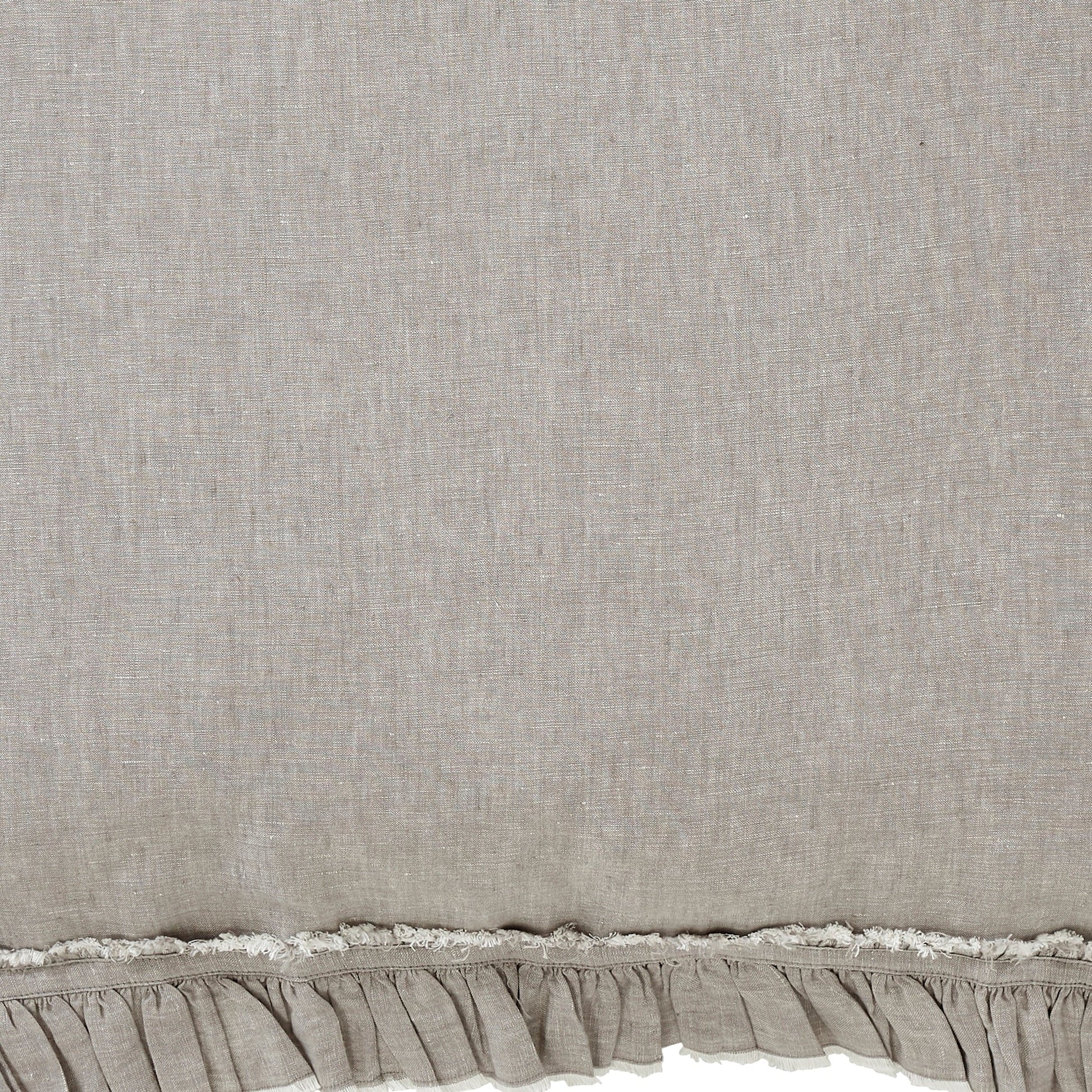KS-019-2036_2|Close-up of grey linen duvet cover with delicate ruffles, providing soft texture for elegant bedding.