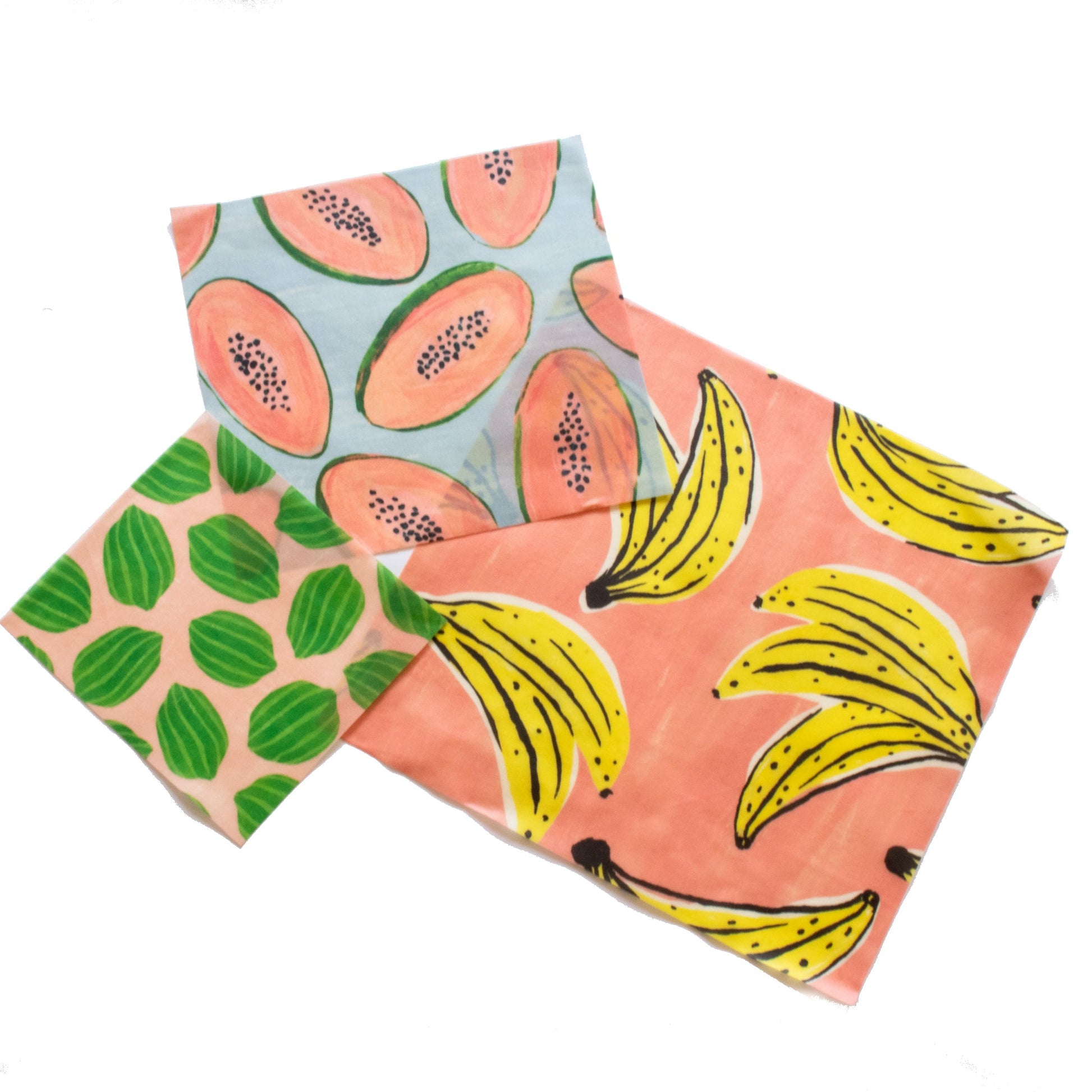 fruit print beeswax wrap set, Beeswax food wrap, natural wrap for food, alternative to plastic wrap, reusable wrap beeswax