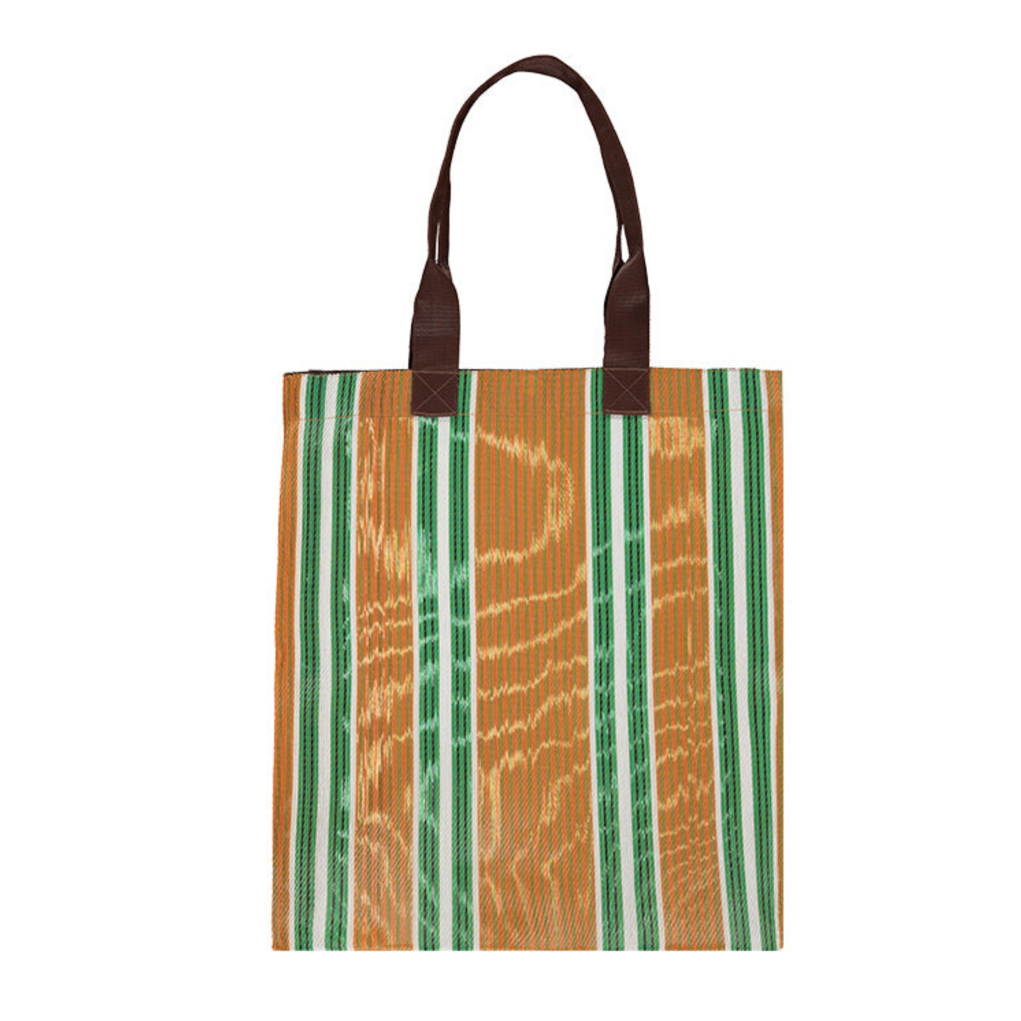 Woven Market Shopper in Spanish Orange & Grass Green