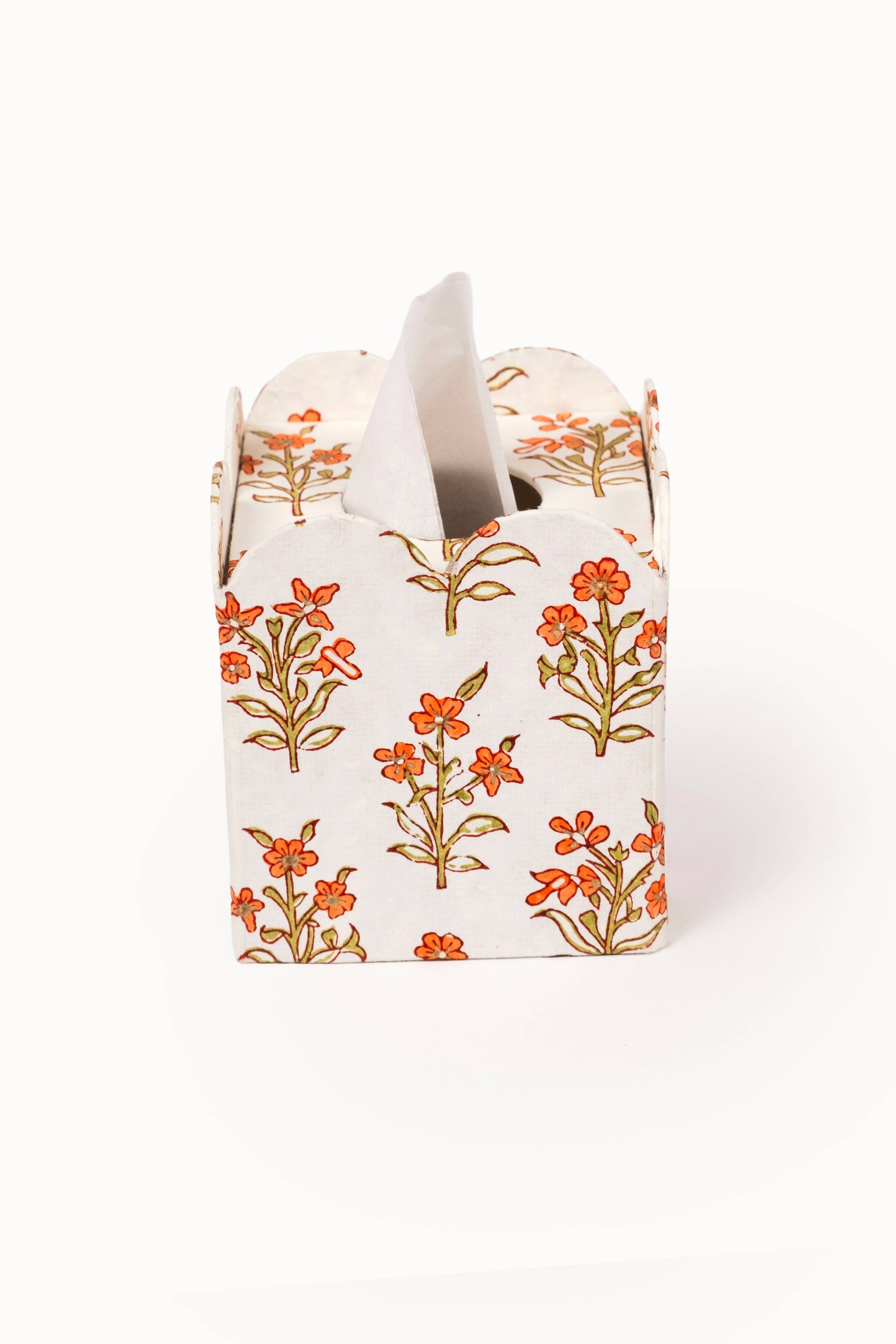 Block Print Tissue Box Cover - Leela Apricot (Collapsible)