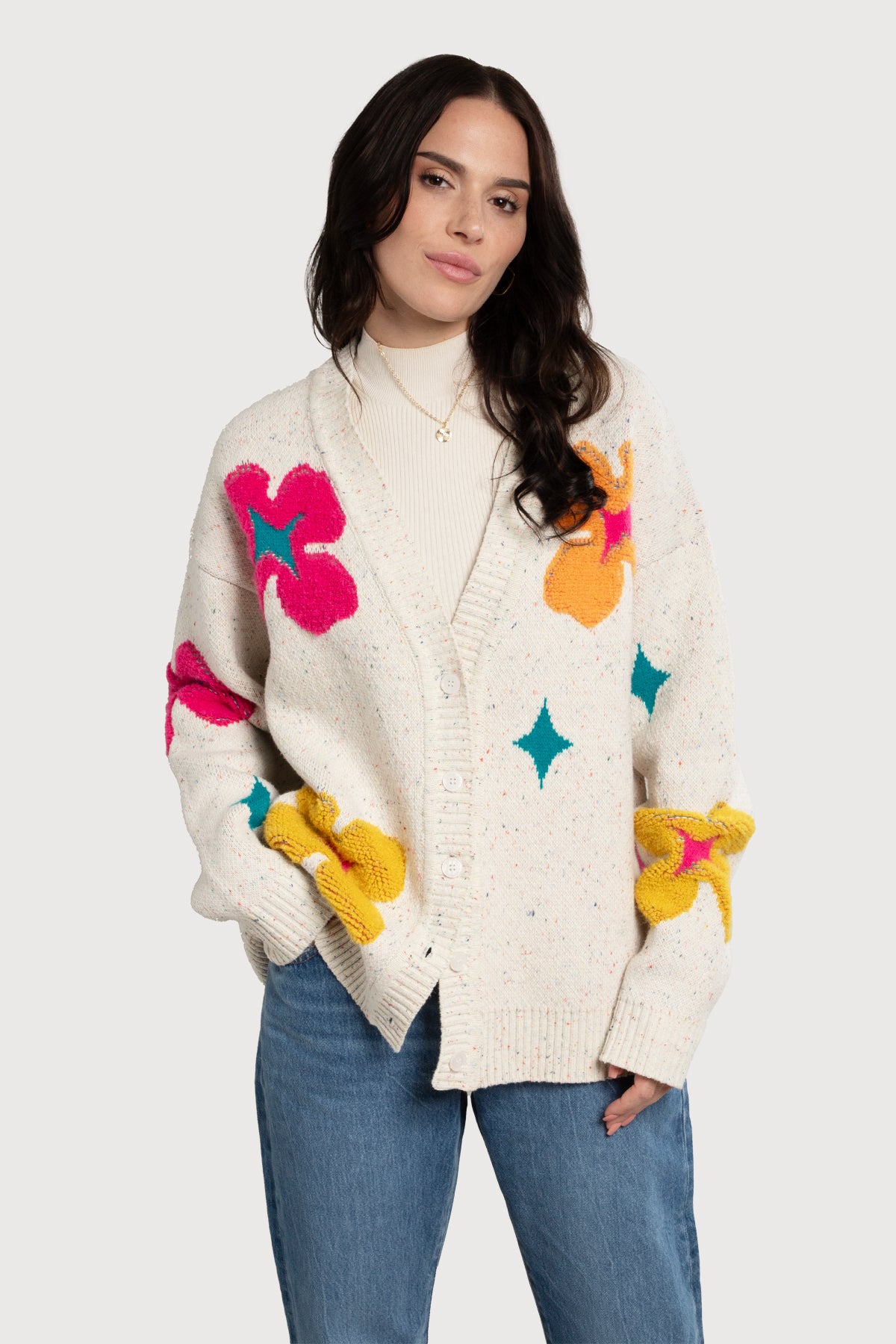 Floral Cardigan Button Up - Ivory