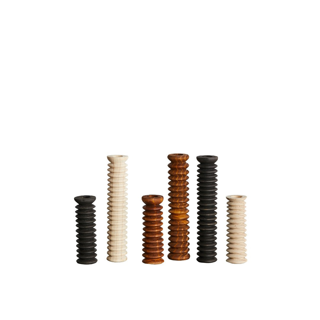 Hand Carved Wood Candle Stick Holders Spiral